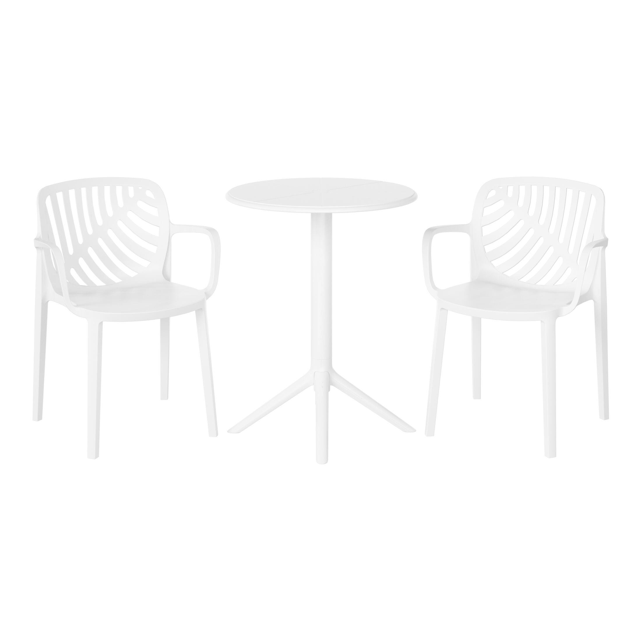 Westin Furniture Haven Outdoor Dining Table and 2 Chairs, White, large
