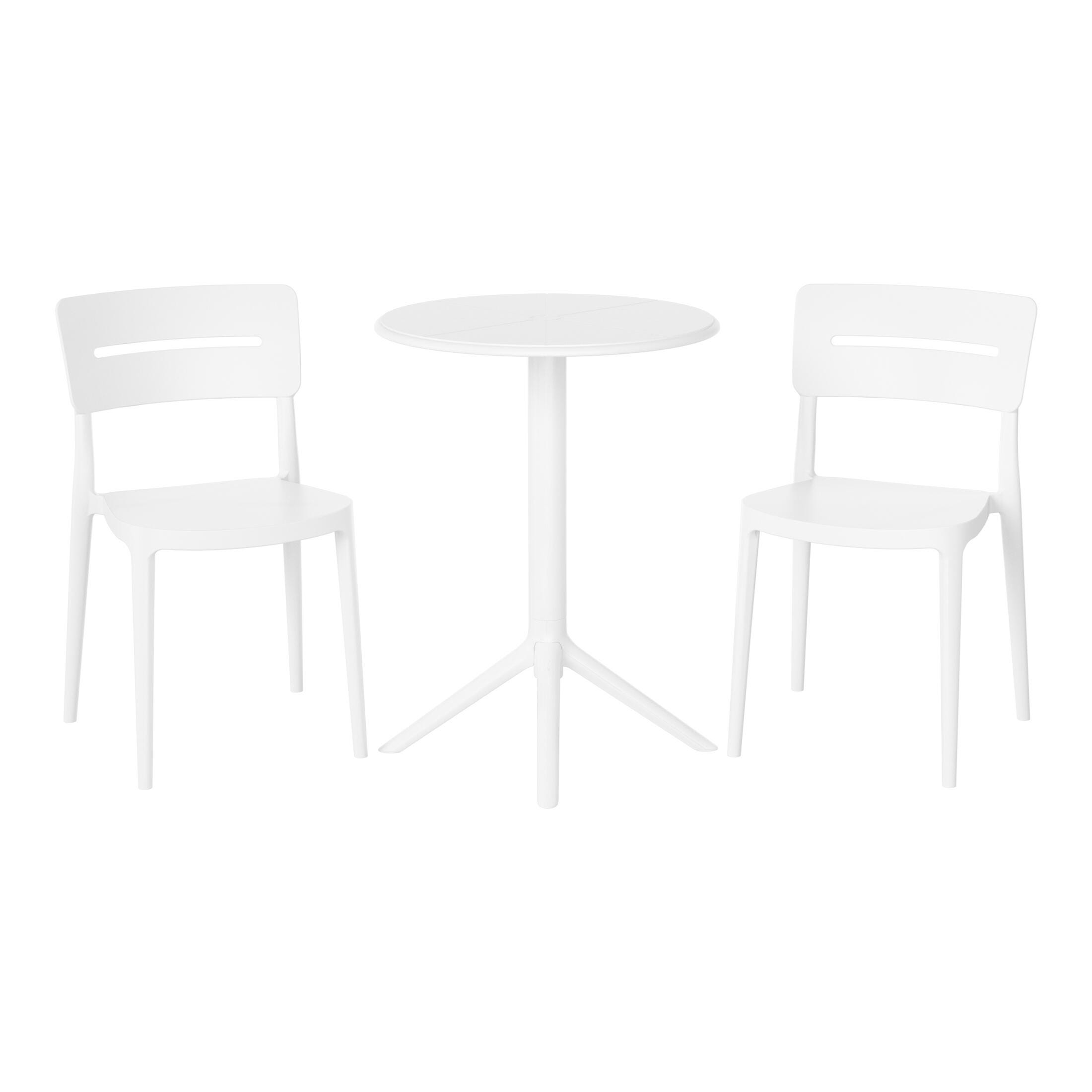 Westin Furniture Meadow Solid Outdoor Dining Table and 2 Chairs, White, large