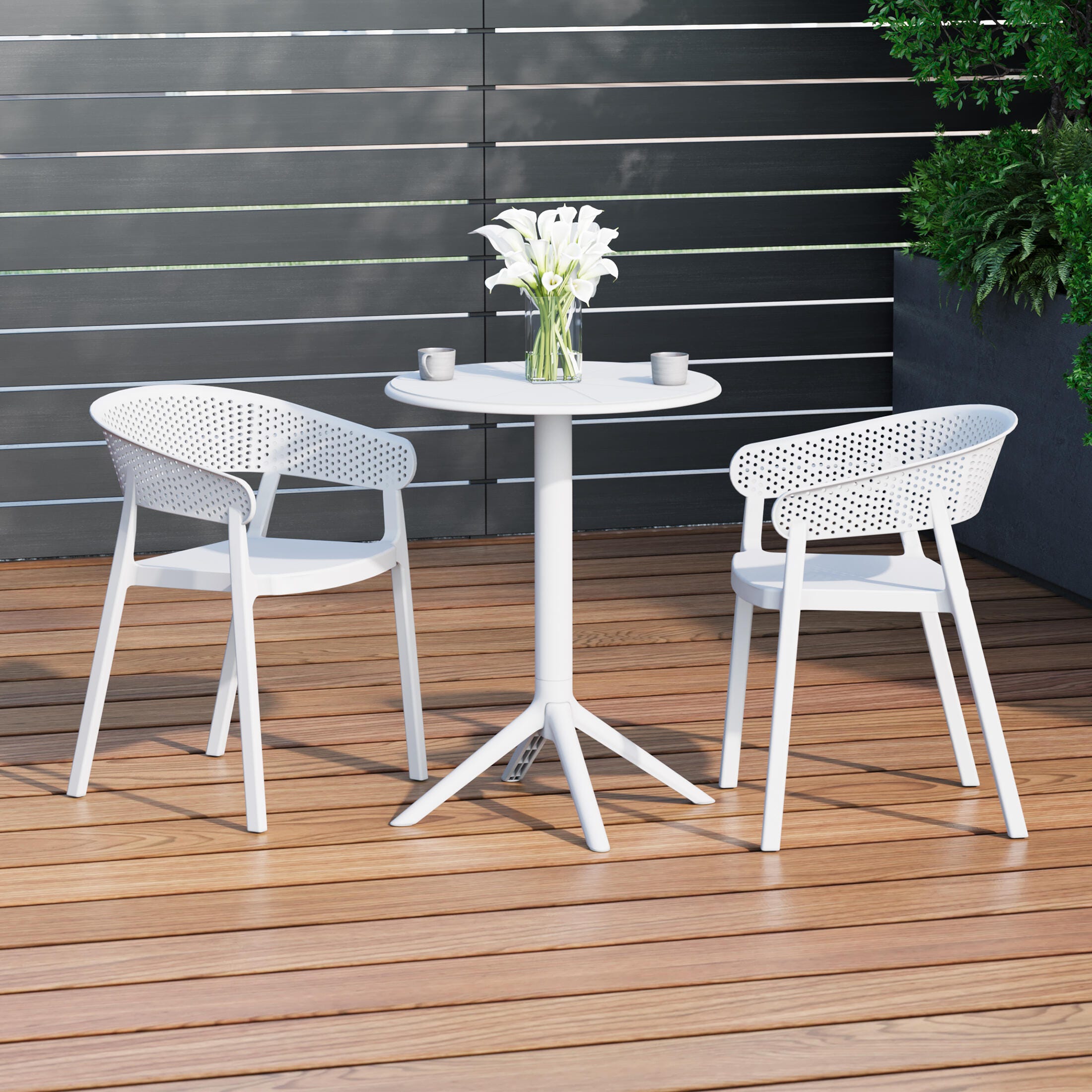 Westin Furniture Cove Outdoor Dining Table and 2 Chairs, White
