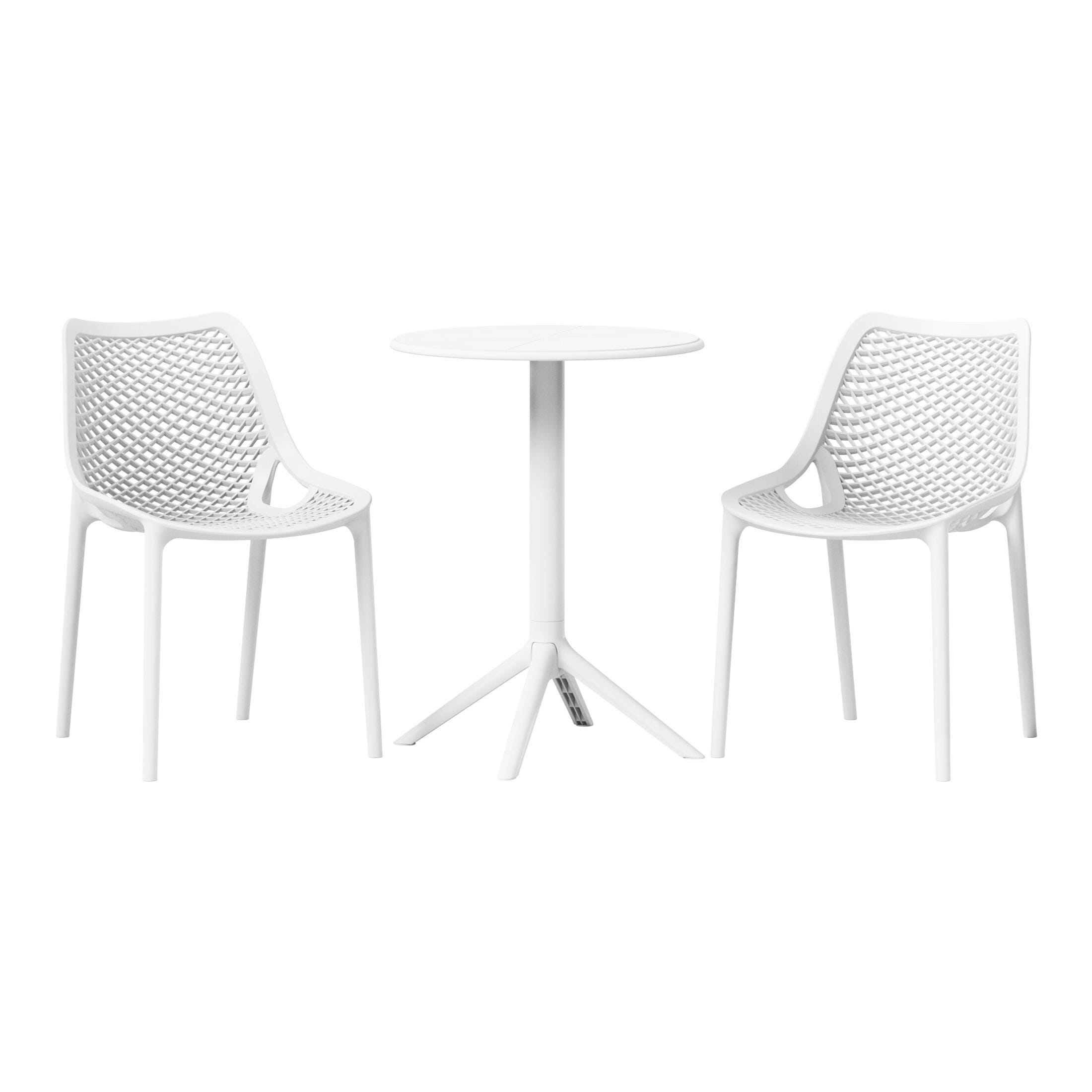 Westin Furniture Rhode Outdoor Dining Table and 2 Chairs, White, large