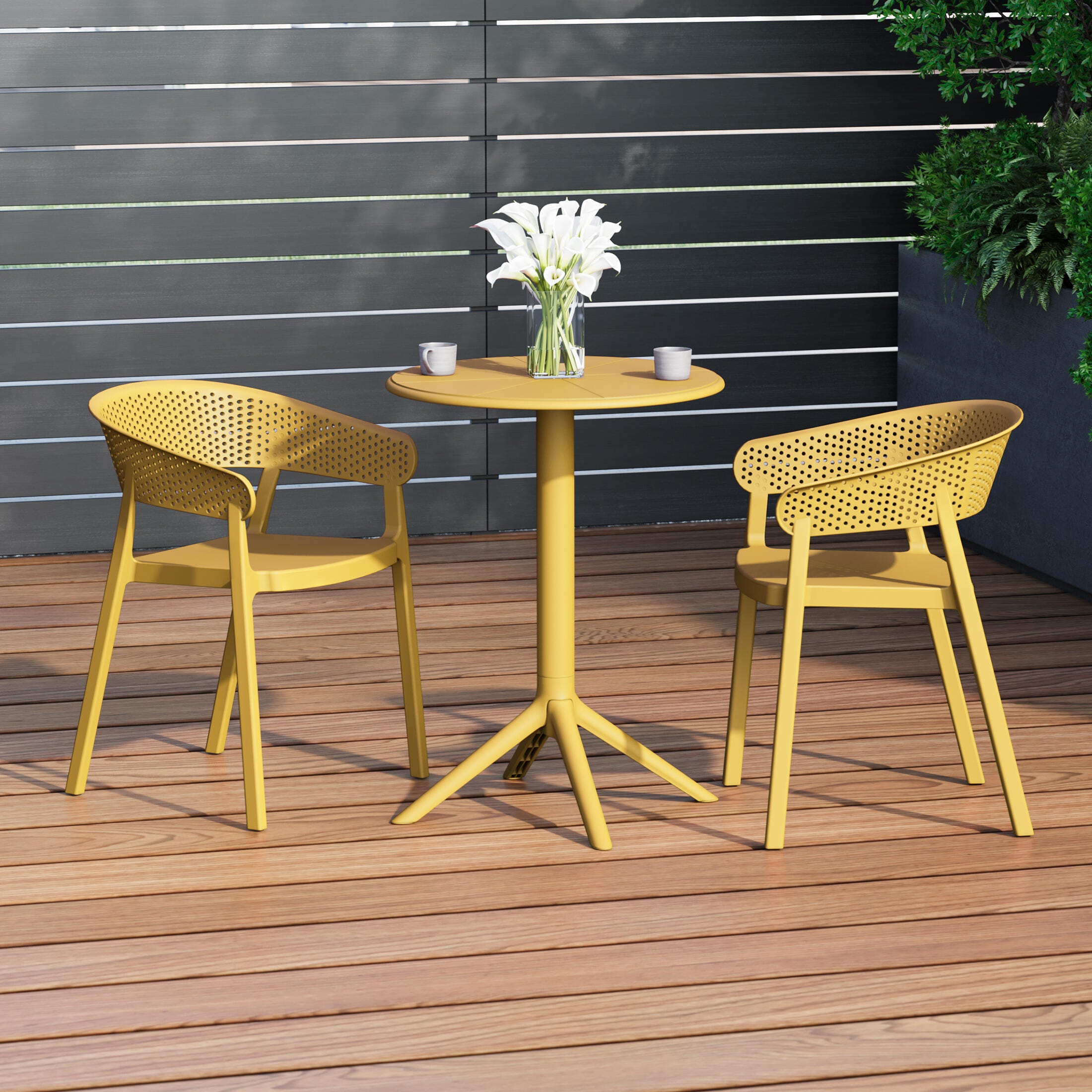 Westin Furniture Cove Outdoor Dining Table and 2 Chairs, Yellow, rollover
