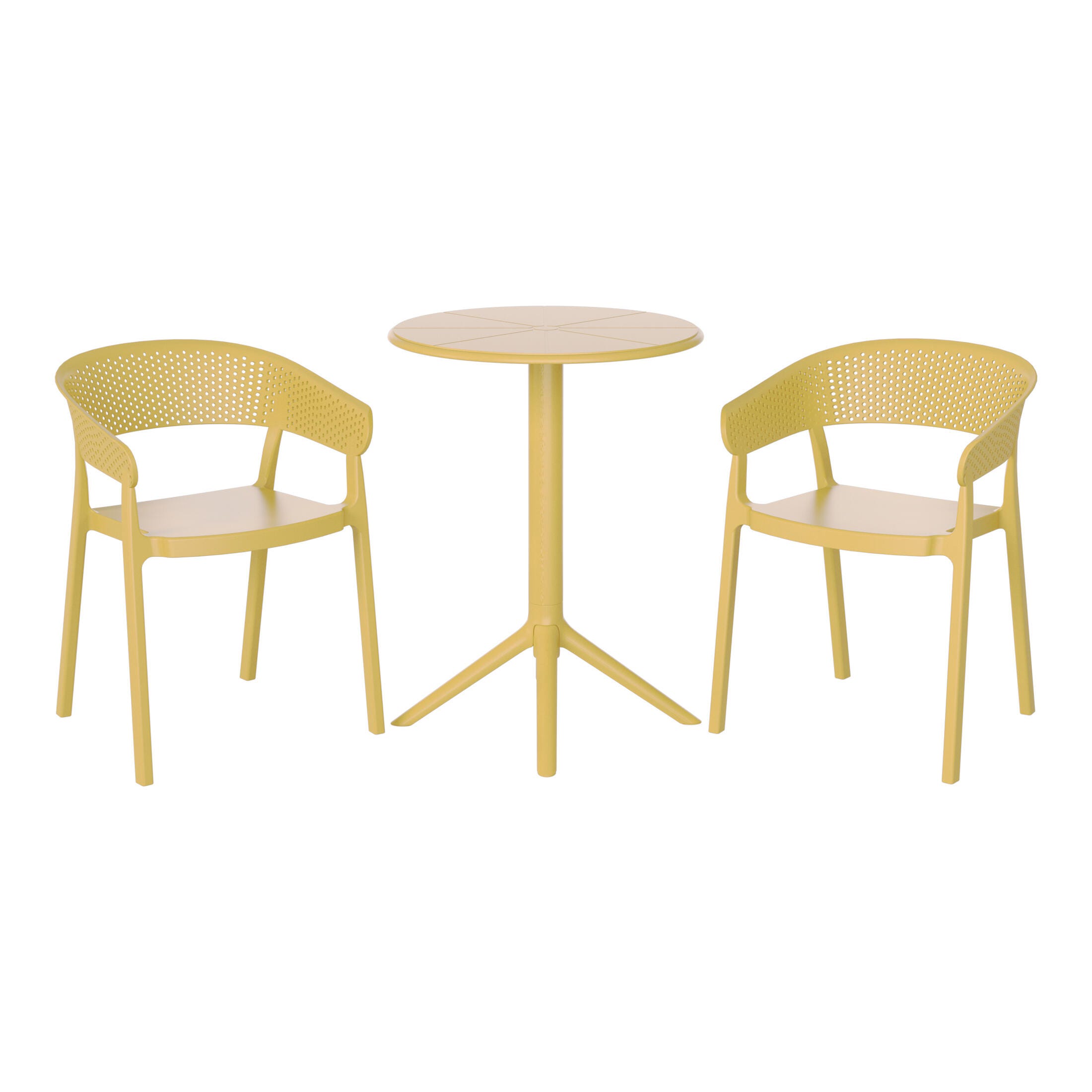 Westin Furniture Cove Outdoor Dining Table and 2 Chairs, Yellow, large
