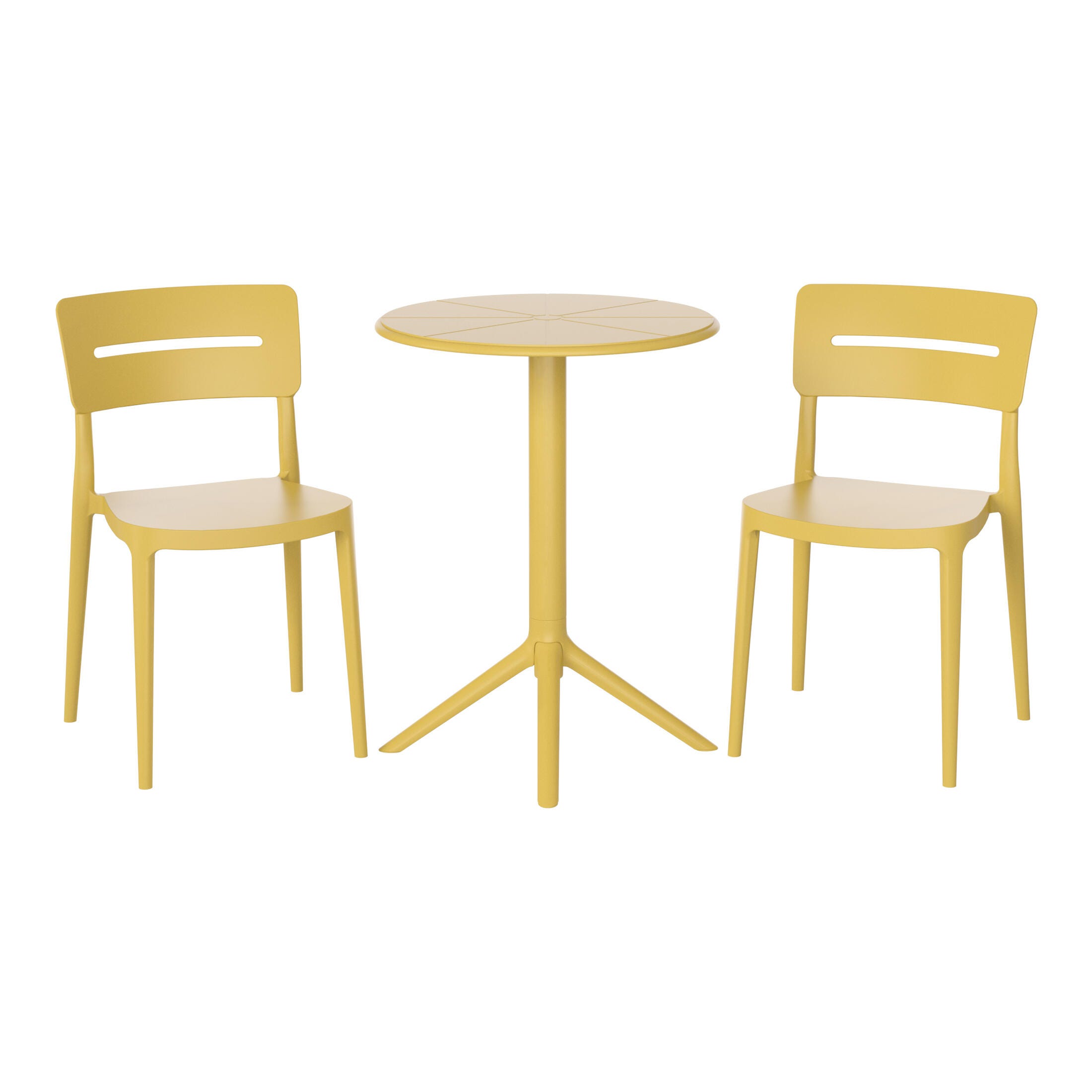 Westin Furniture Meadow Solid Outdoor Dining Table and 2 Chairs, Yellow, large