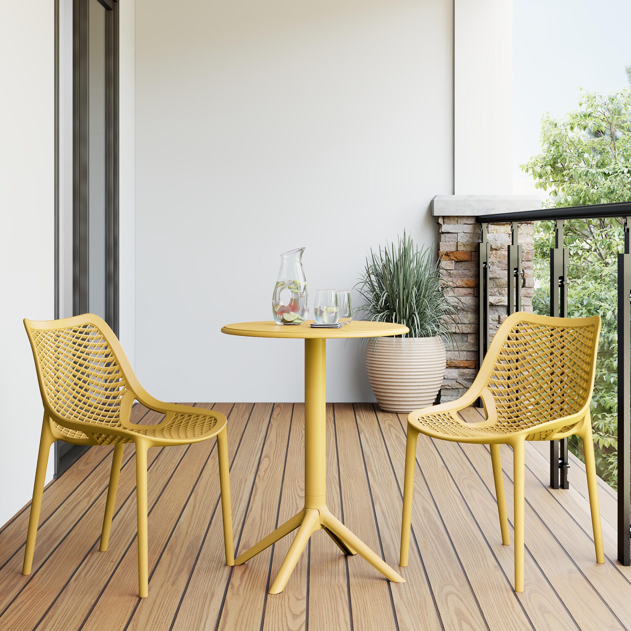 Westin Furniture Rhode Outdoor Dining Table and 2 Chairs, Yellow, rollover
