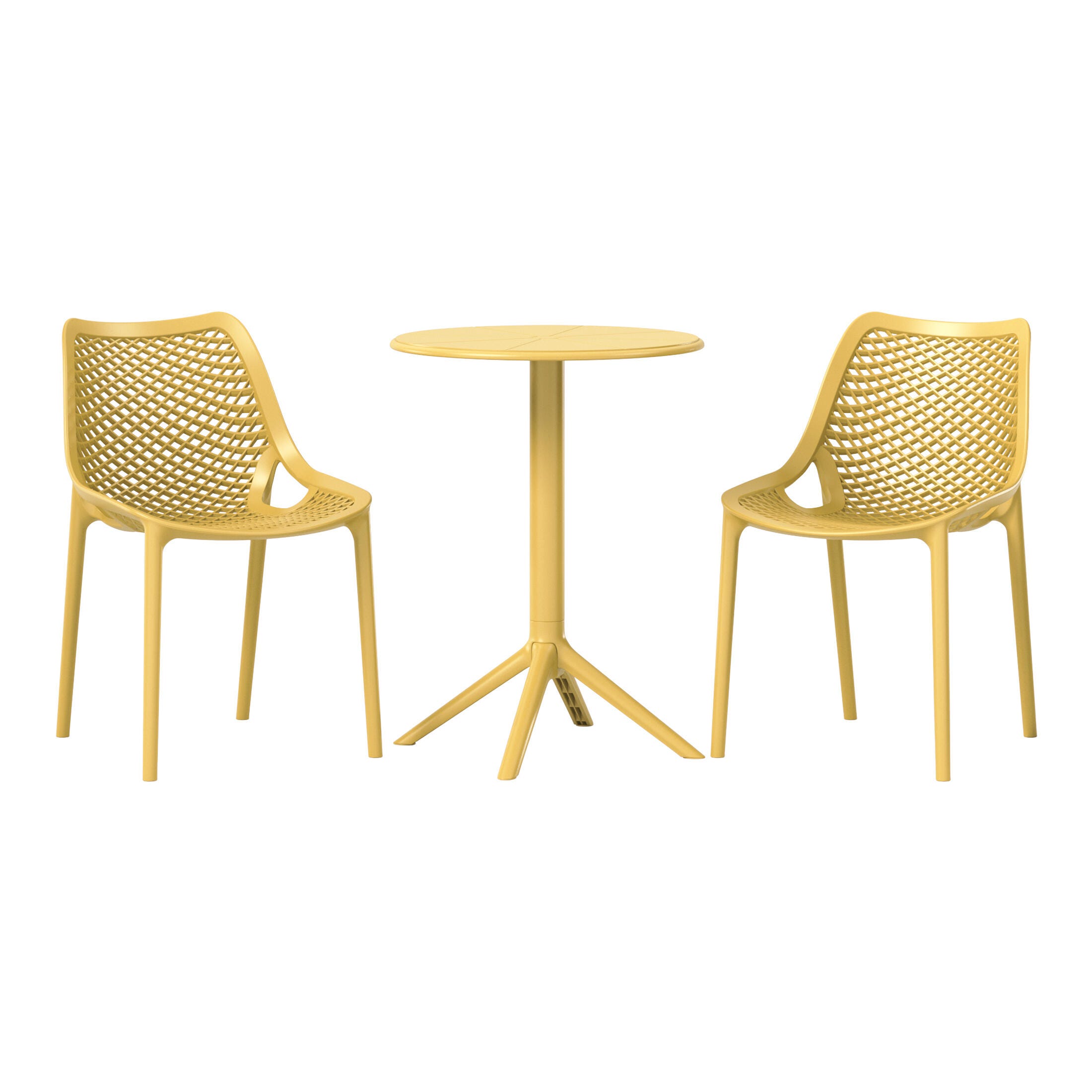 Westin Furniture Rhode Outdoor Dining Table and 2 Chairs, Yellow, large