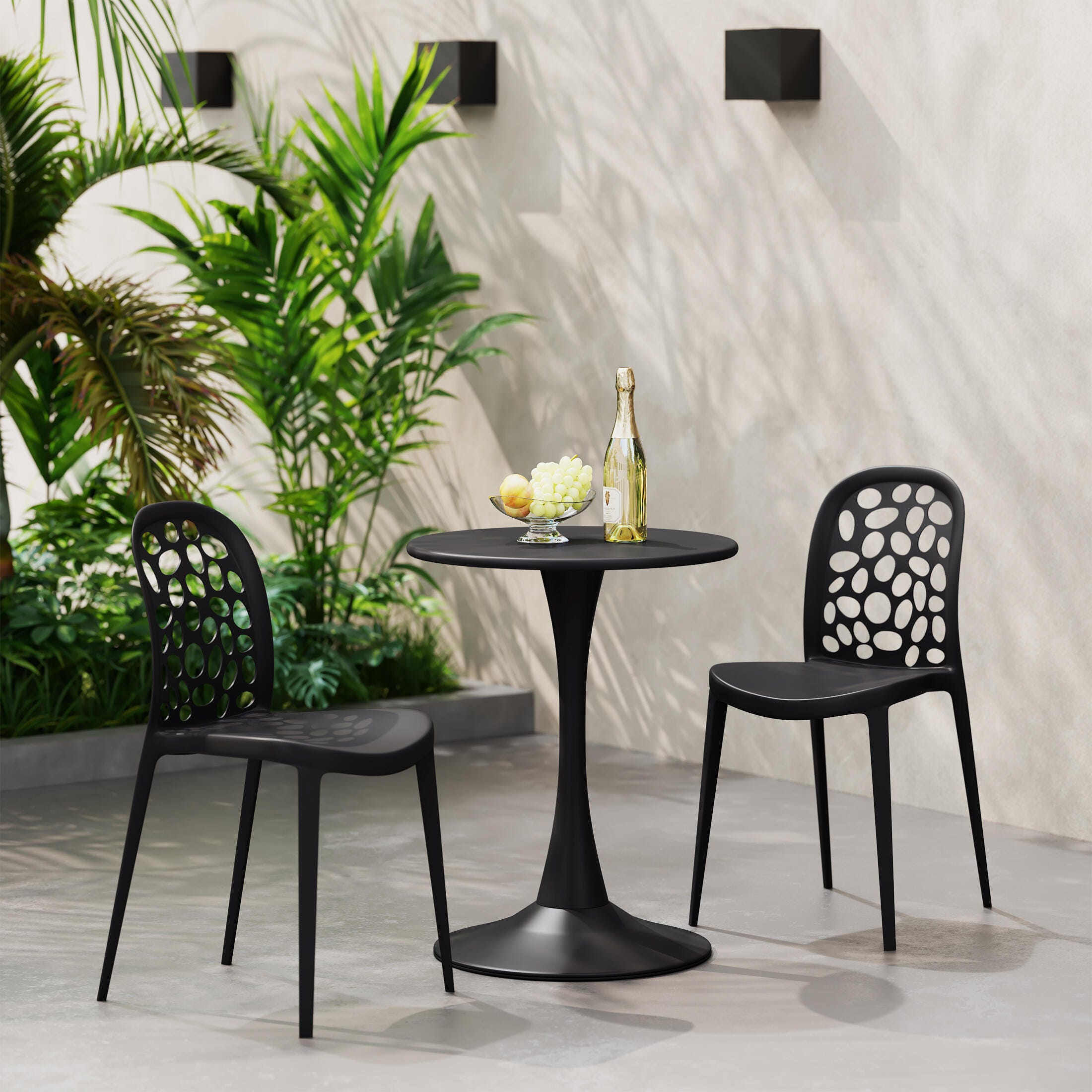 Westin Furniture Vivienne Outdoor Dining Table and 2 Chairs, Black, rollover
