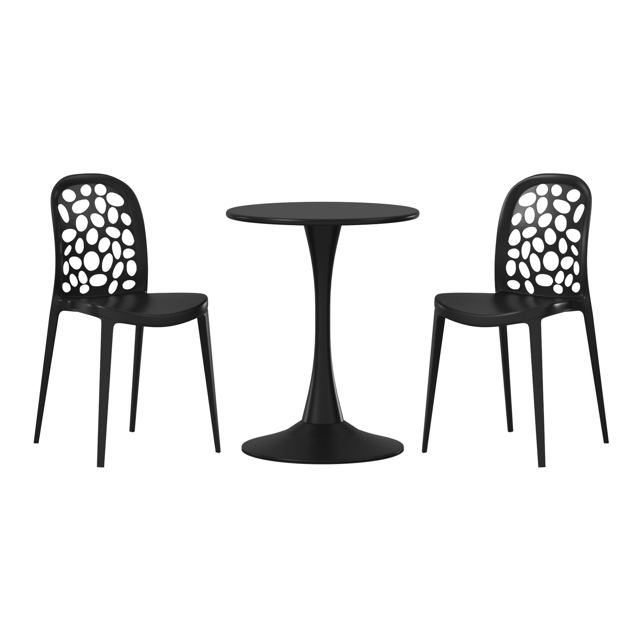 Westin Furniture Vivienne Outdoor Dining Table and 2 Chairs, Black, large