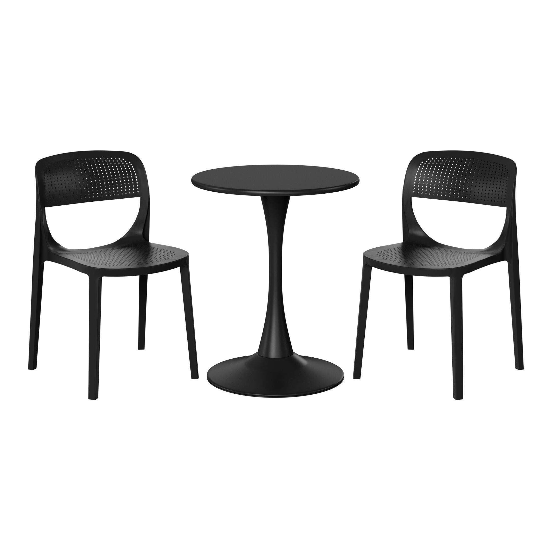 Westin Furniture Valencia Outdoor Dining Table and 2 Chairs, Black, large