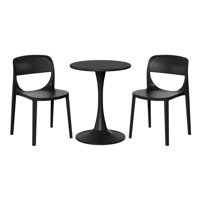 Westin Furniture Valencia Outdoor Dining Table and 2 Chairs, Black