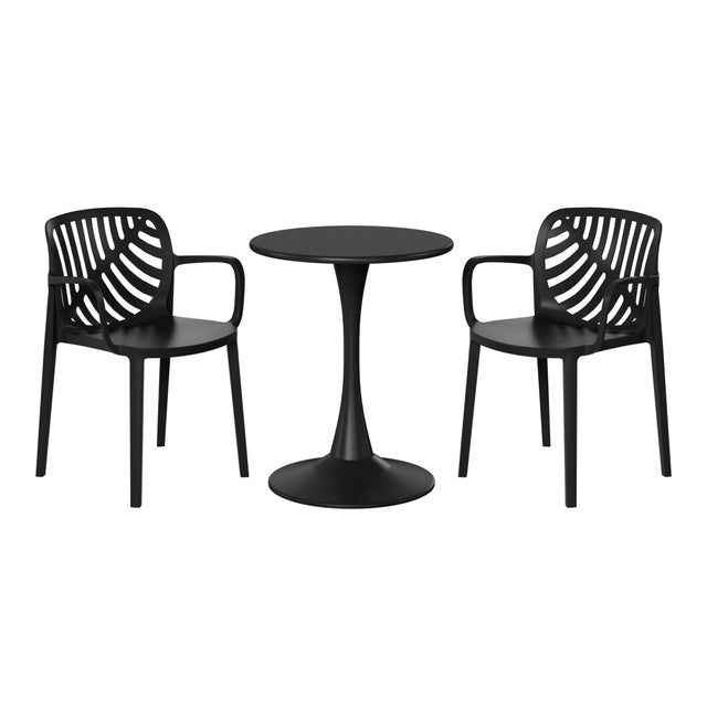Westin Furniture Haven Solid Outdoor Dining Table and 2 Chairs, Black