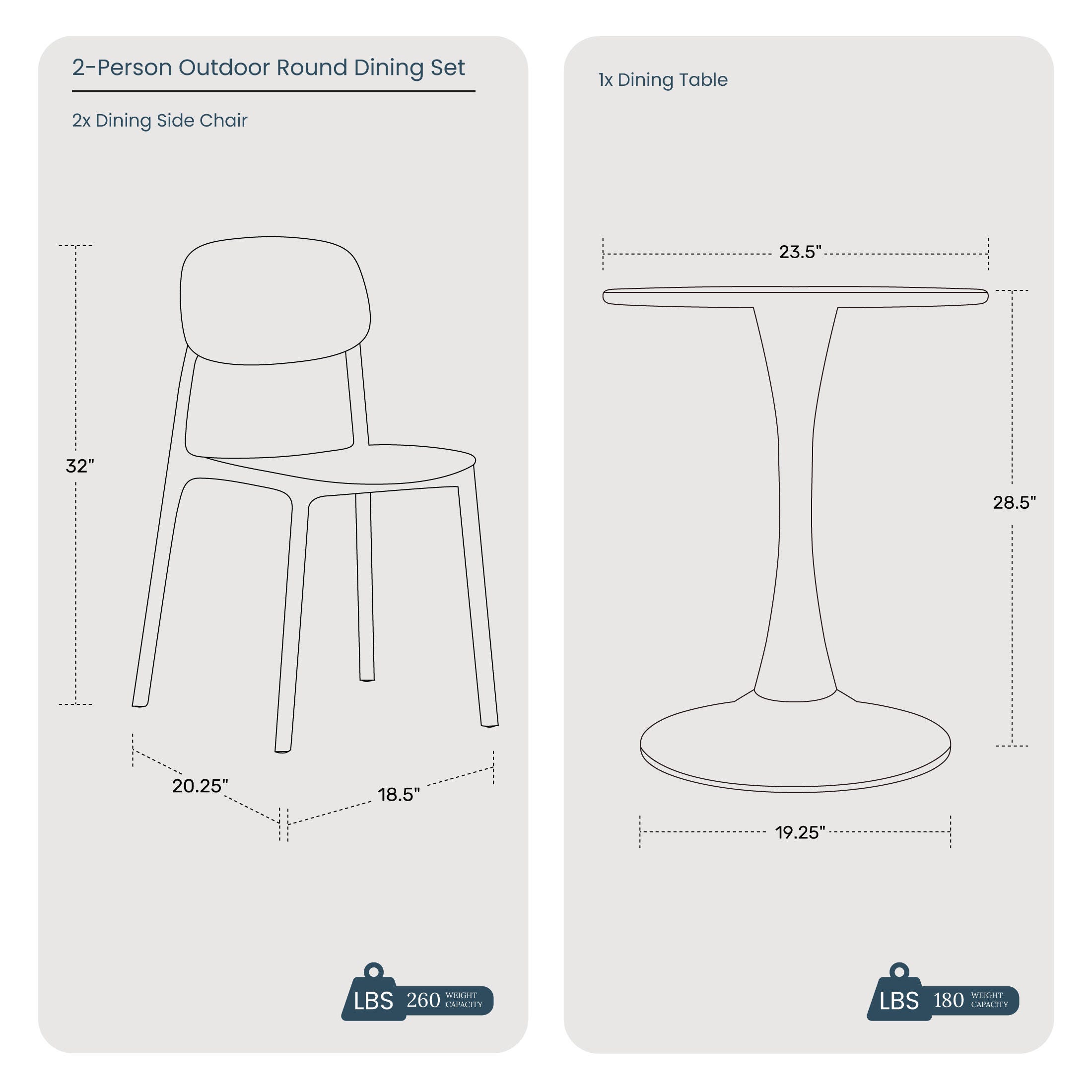 Westin Furniture Sterling Outdoor Dining Table and 2 Chairs, Black, large