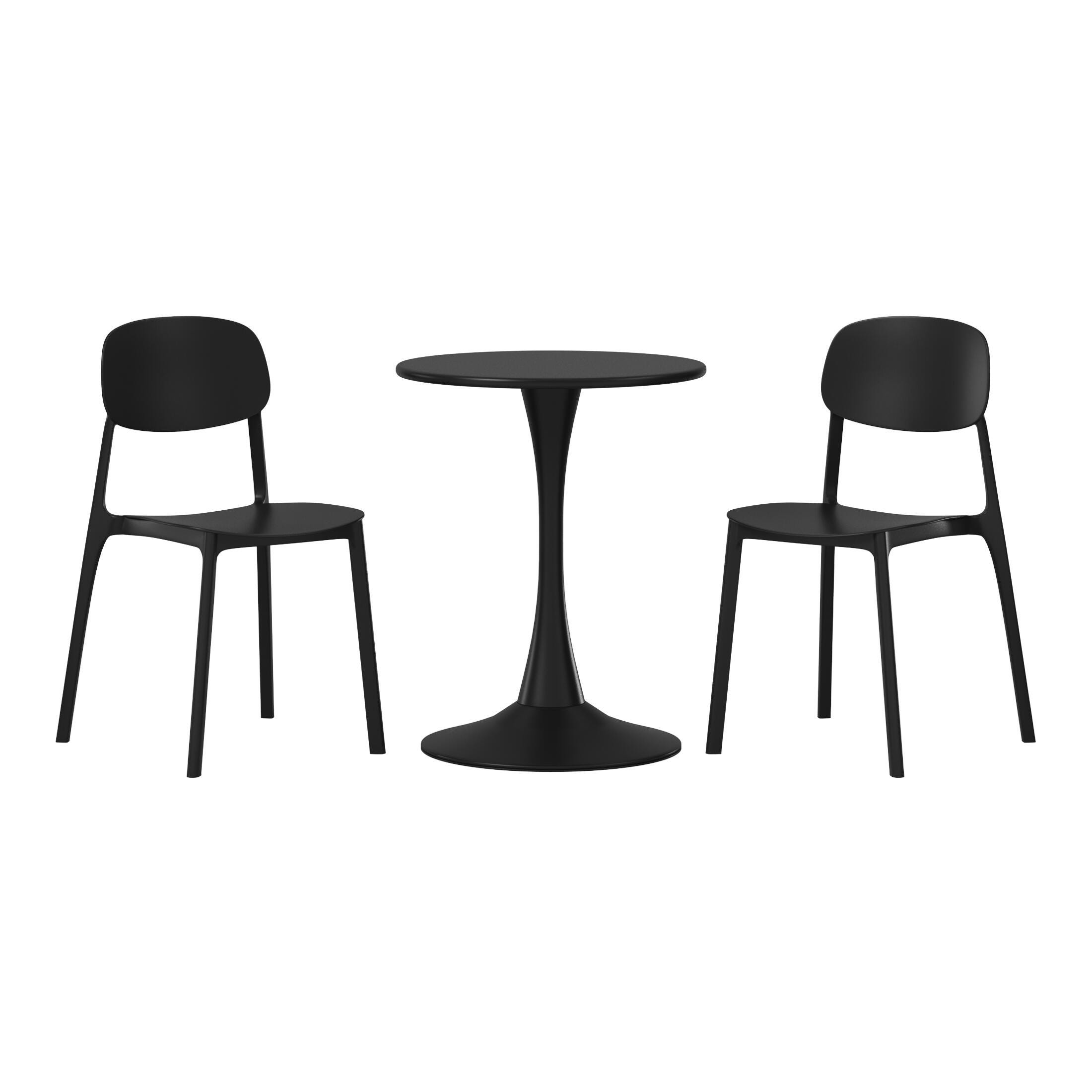Westin Furniture Sterling Outdoor Dining Table and 2 Chairs, Black, large