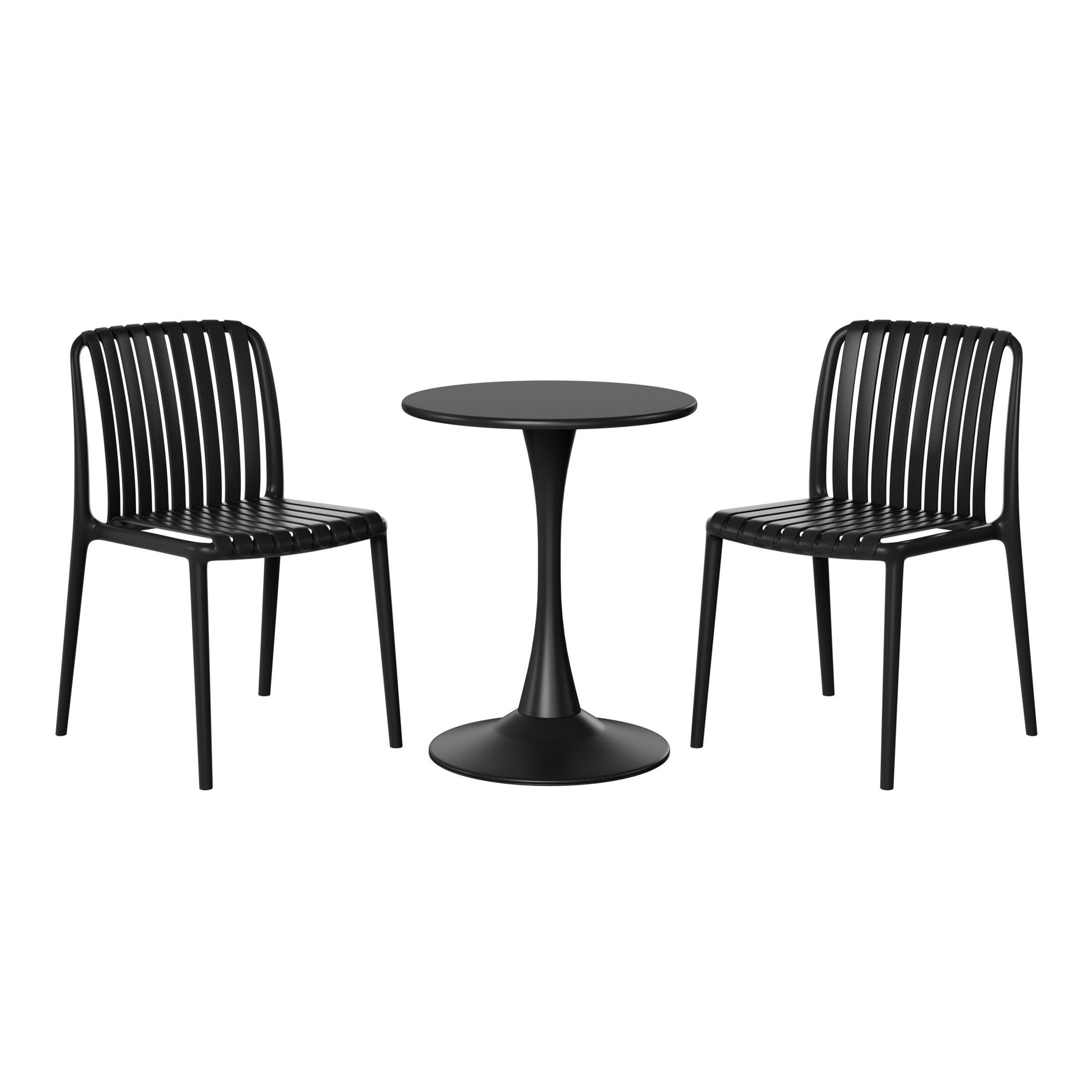 Westin Furniture Harlow Outdoor Dining Table and 2 Chairs, Black, large