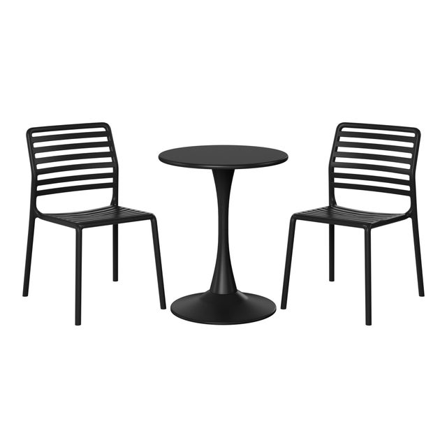 Westin Furniture Juniper Outdoor Dining Table and 2 Chairs, Black