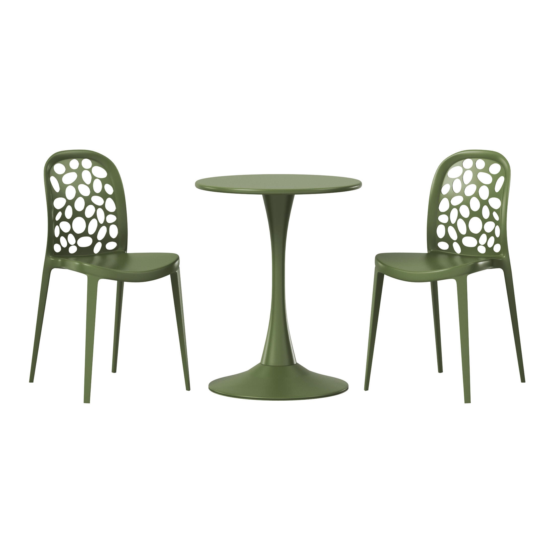 Westin Furniture Vivienne Outdoor Dining Table and 2 Chairs, Olive Green, large
