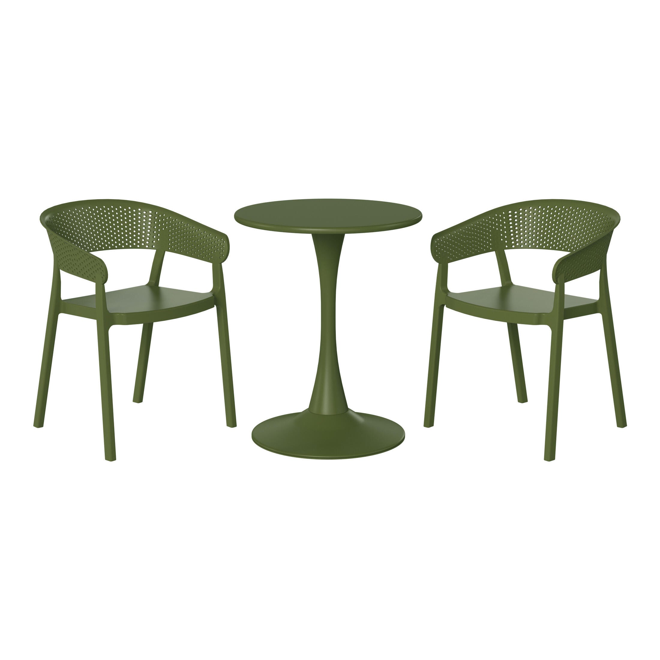 Westin Furniture Cove Solid Outdoor Dining Table and 2 Chairs, Olive Green, large