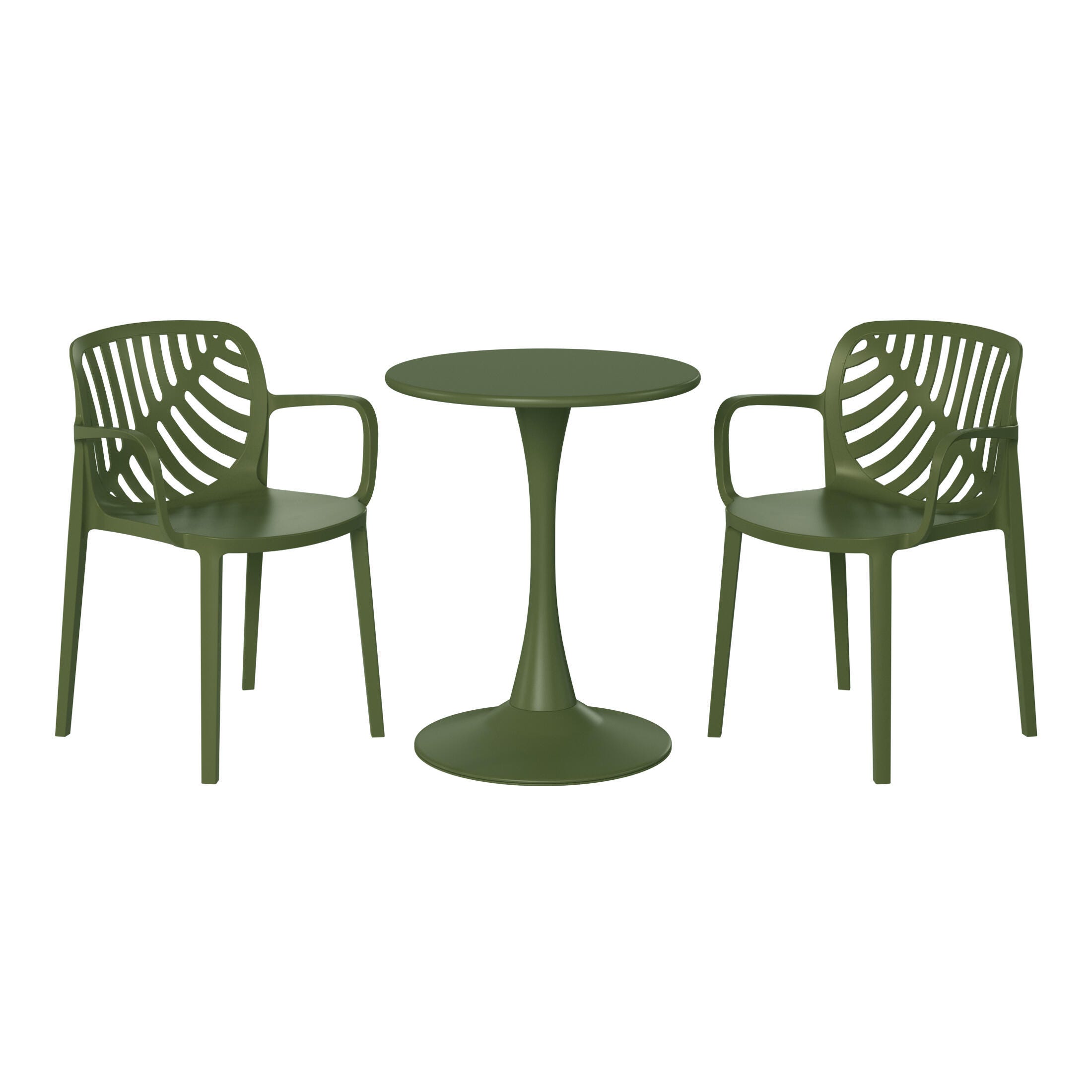 Westin Furniture Haven Solid Outdoor Dining Table and 2 Chairs, Olive Green, large