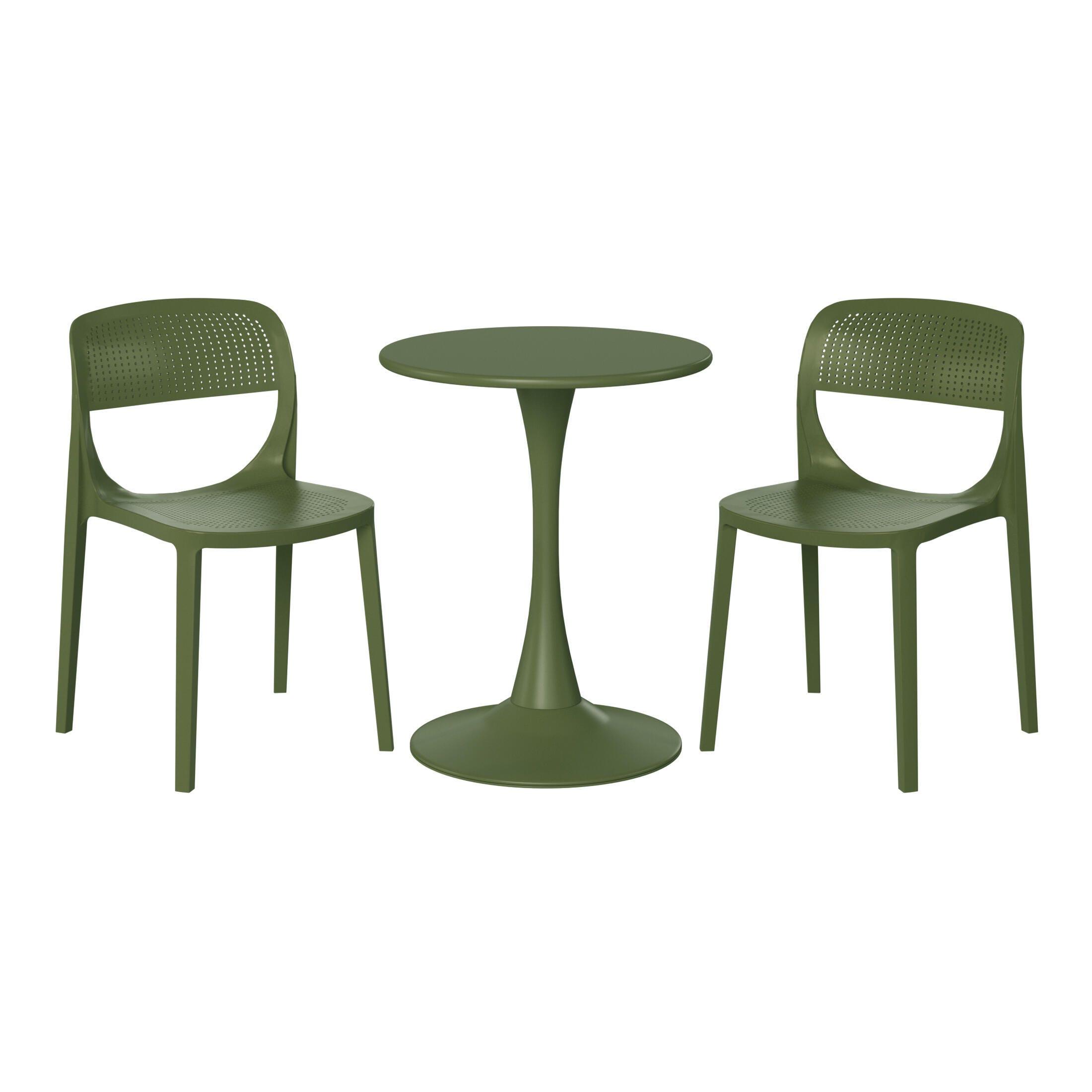 Westin Furniture Valencia Outdoor Dining Table and 2 Chairs, Olive Green, large