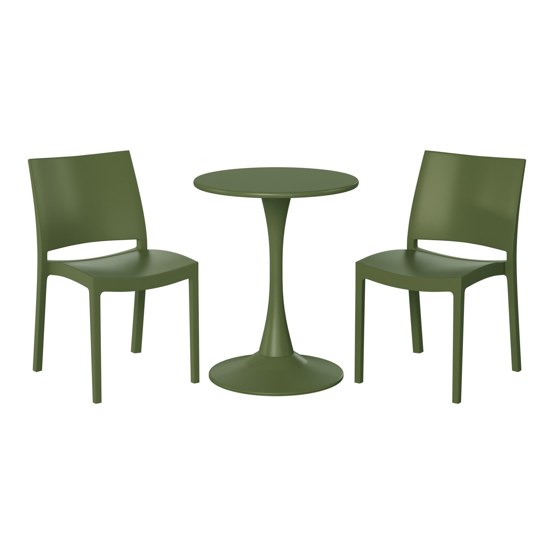 Westin Furniture Marbella Outdoor Dining Table and 2 Chairs, Olive Green, large