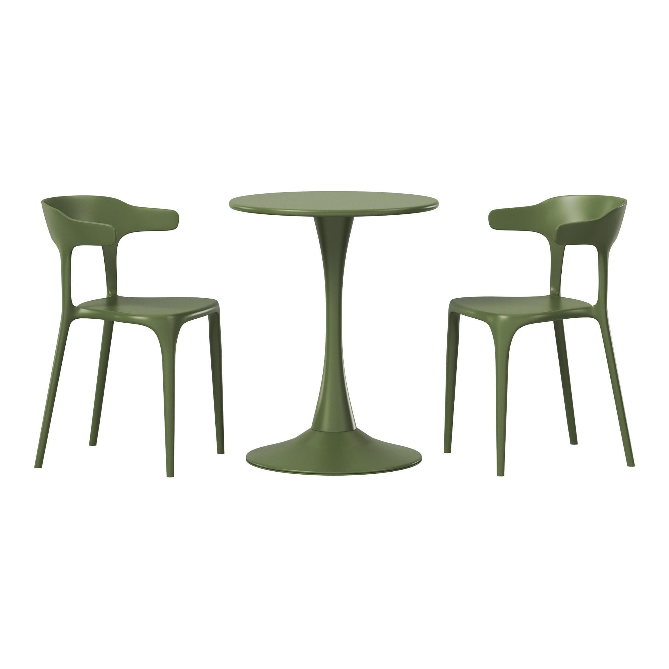 Westin Furniture Marina Outdoor Dining Table and 2 Chairs, Olive Green, large