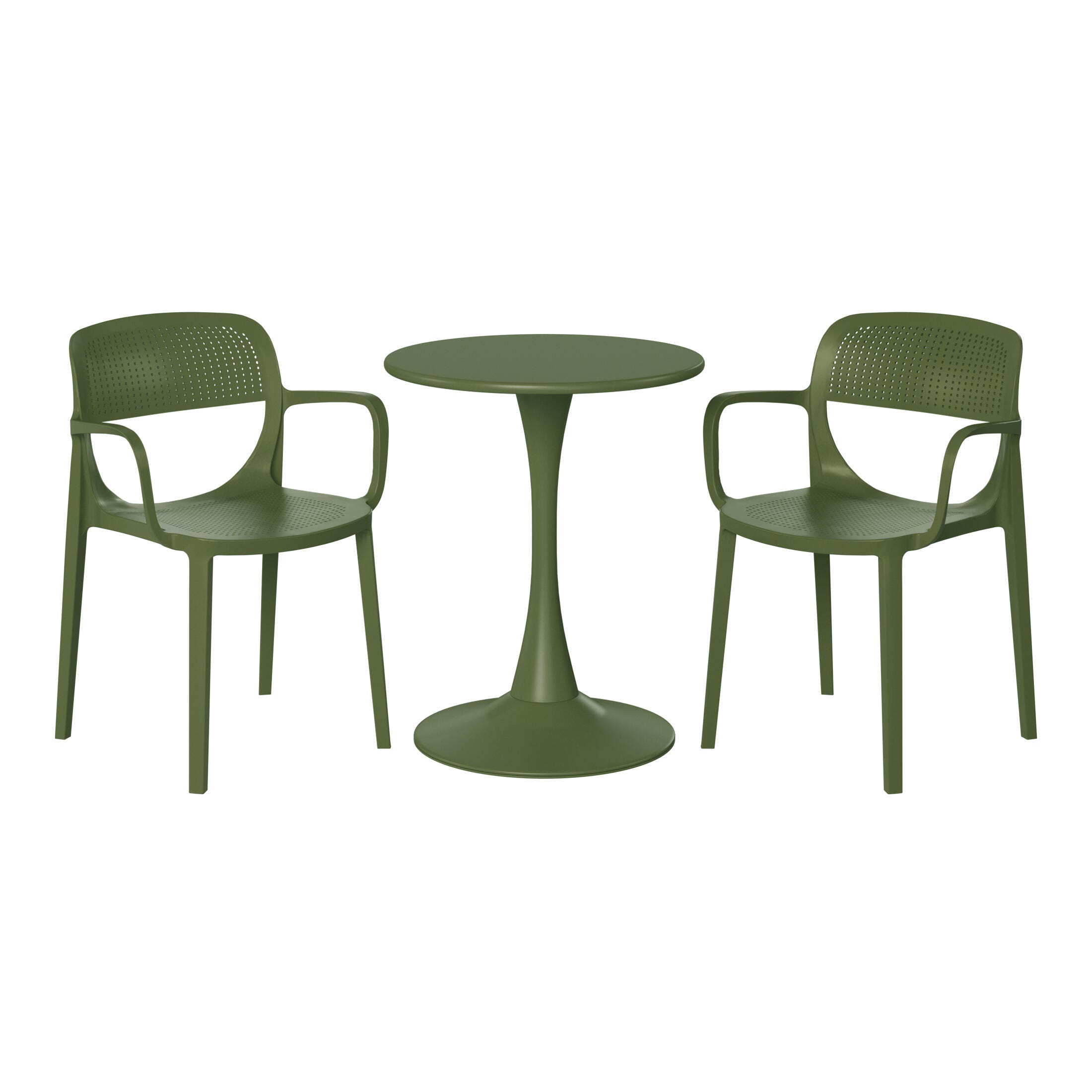 Westin Furniture Azure Outdoor Dining Table and 2 Chairs, Olive Green, large
