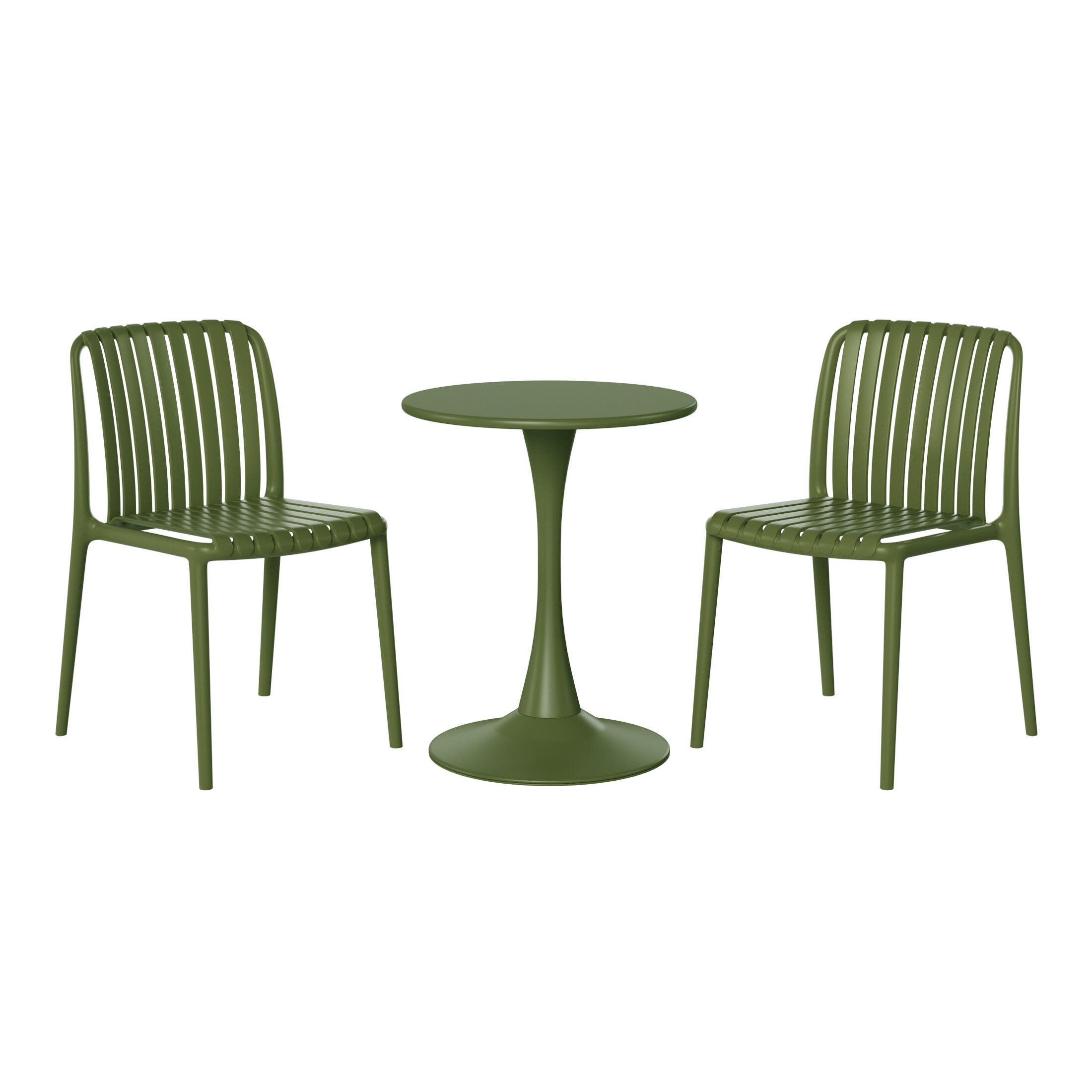 Westin Furniture Harlow Outdoor Dining Table and 2 Chairs, Olive Green, large