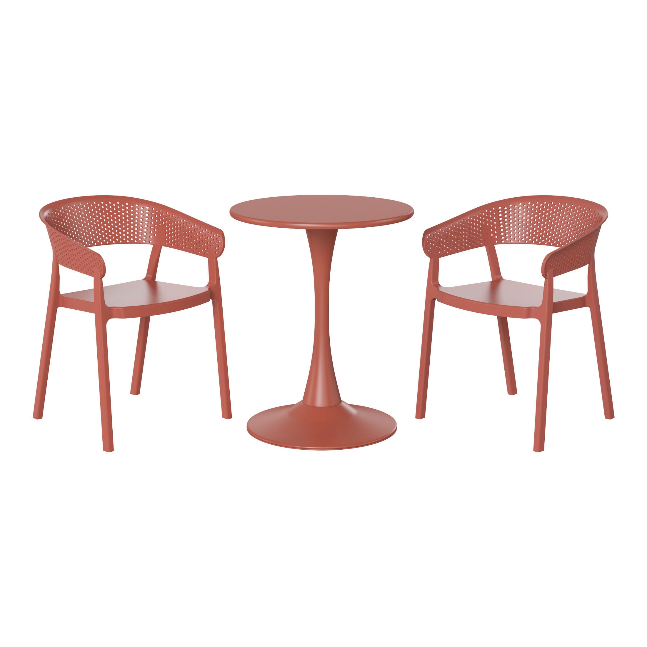 Westin Furniture Cove Solid Outdoor Dining Table and 2 Chairs, Red, large