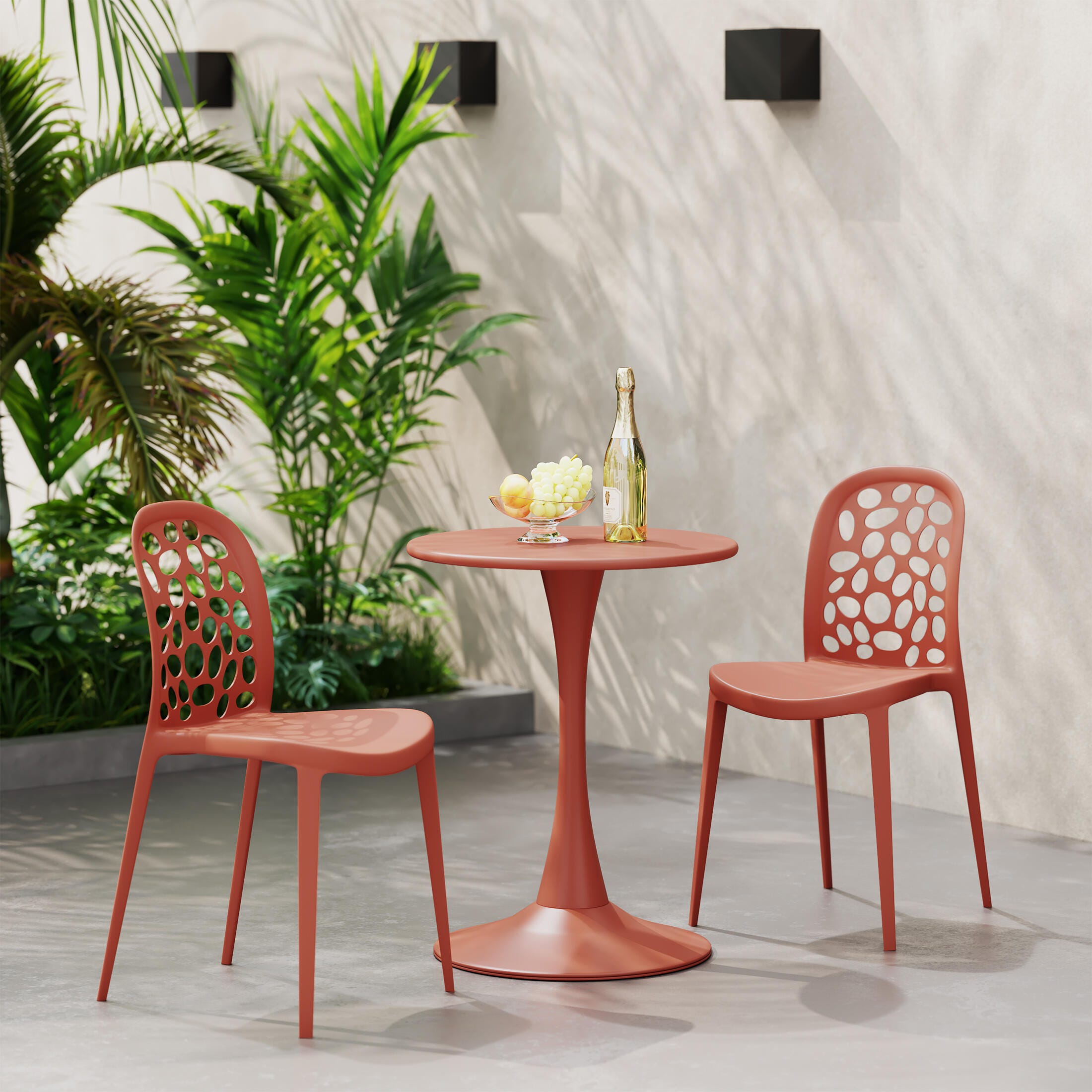 Westin Furniture Vivienne Outdoor Dining Table and 2 Chairs, Red, rollover