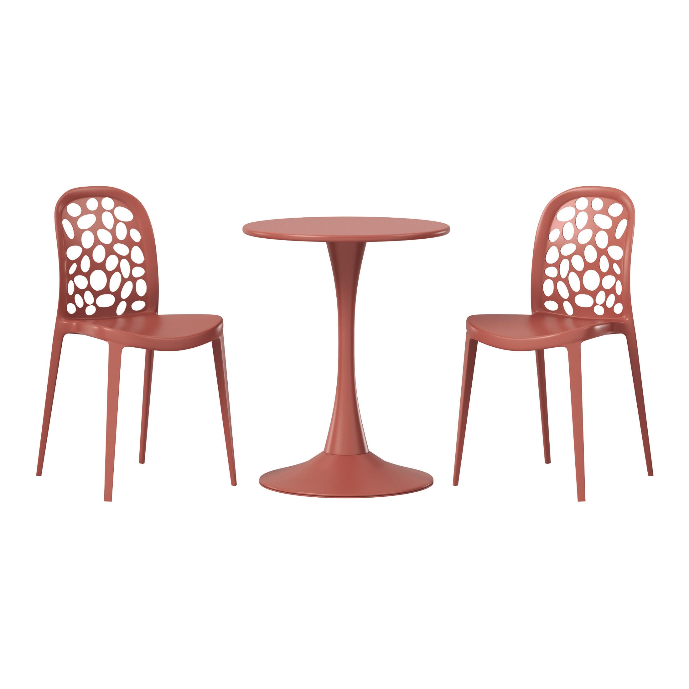 Westin Furniture Vivienne Outdoor Dining Table and 2 Chairs, Red, large