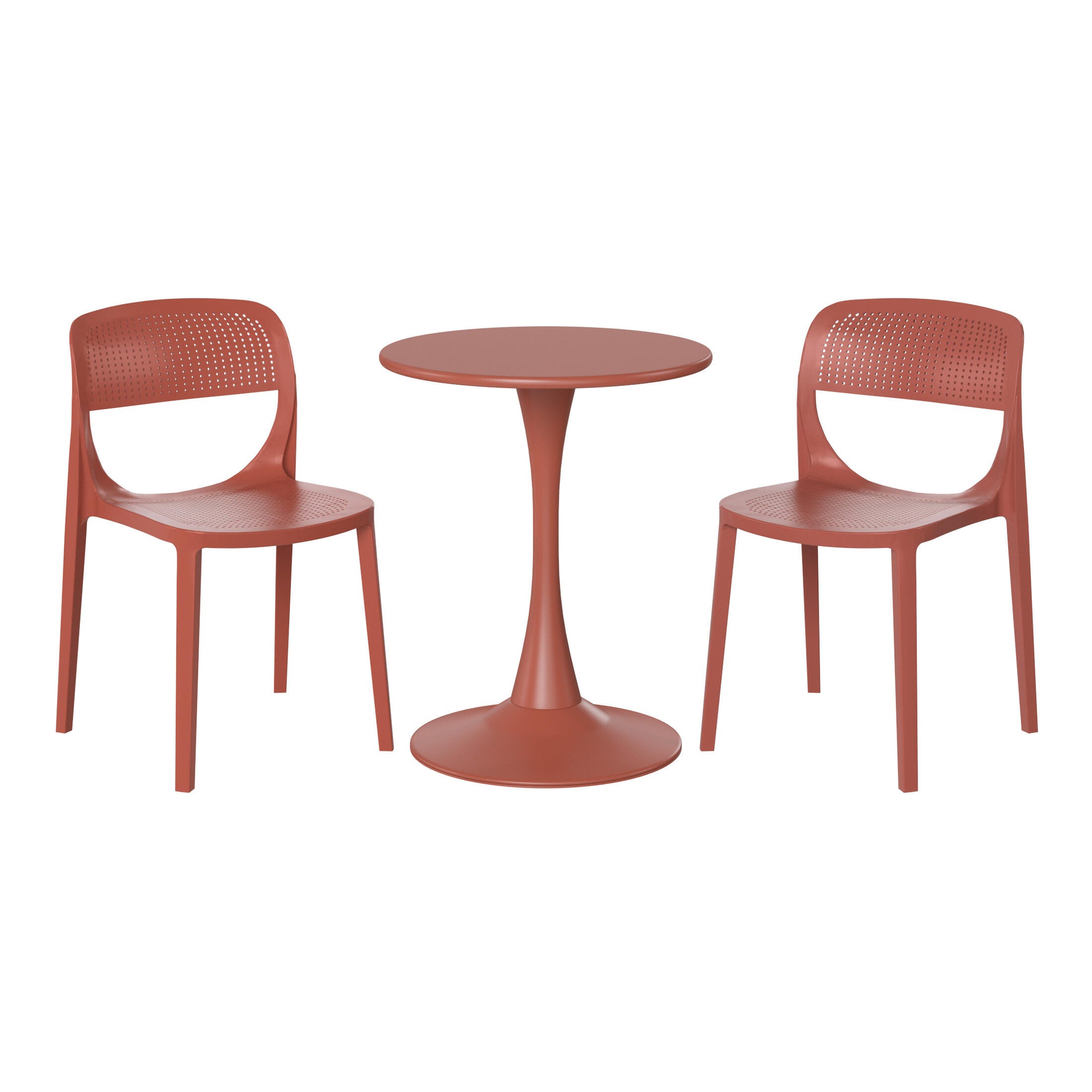 Westin Furniture Valencia Outdoor Dining Table and 2 Chairs, Red, large