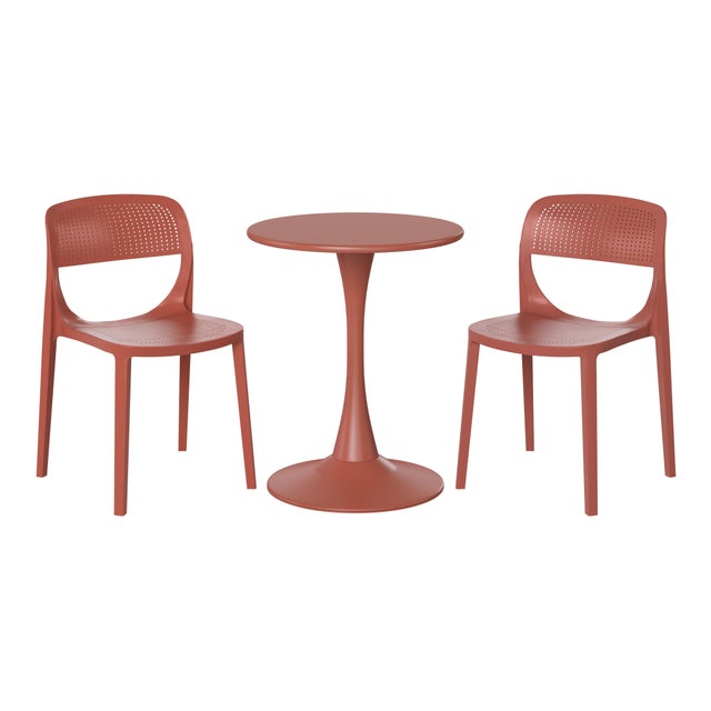 Westin Furniture Valencia Outdoor Dining Table and 2 Chairs, Red