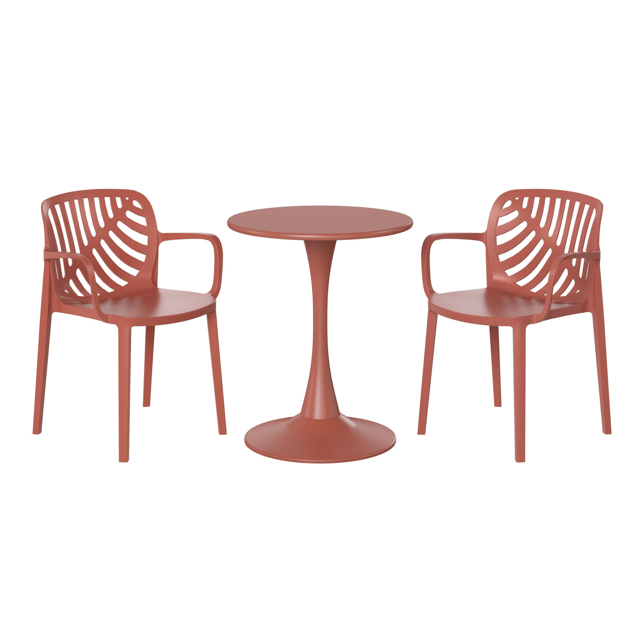 Westin Furniture Haven Solid Outdoor Dining Table and 2 Chairs, Red, large