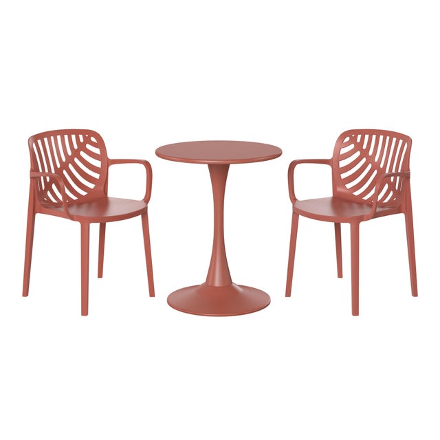 Westin Furniture Haven Solid Outdoor Dining Table and 2 Chairs, Red