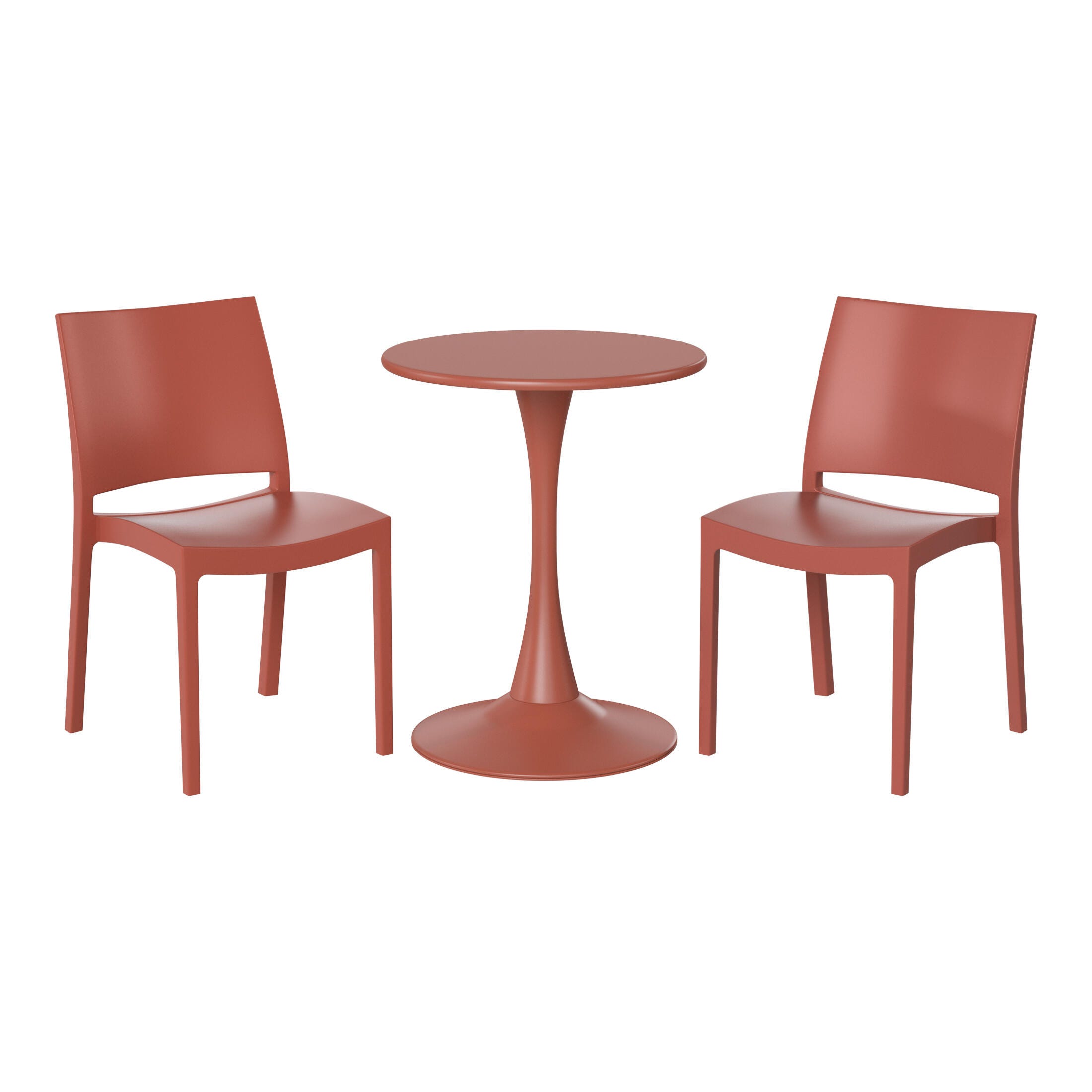 Westin Furniture Marbella Outdoor Dining Table and 2 Chairs, Red, large