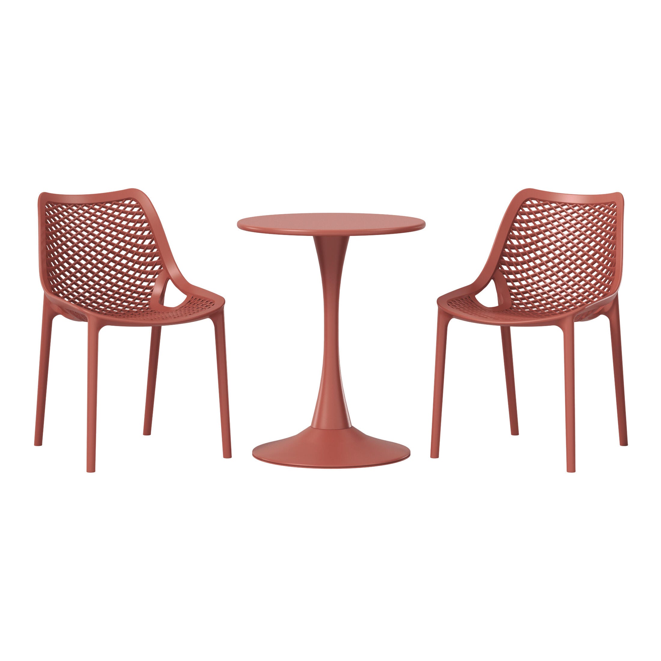 Westin Furniture Rhode Solid Outdoor Dining Table and 2 Chairs, Red, large