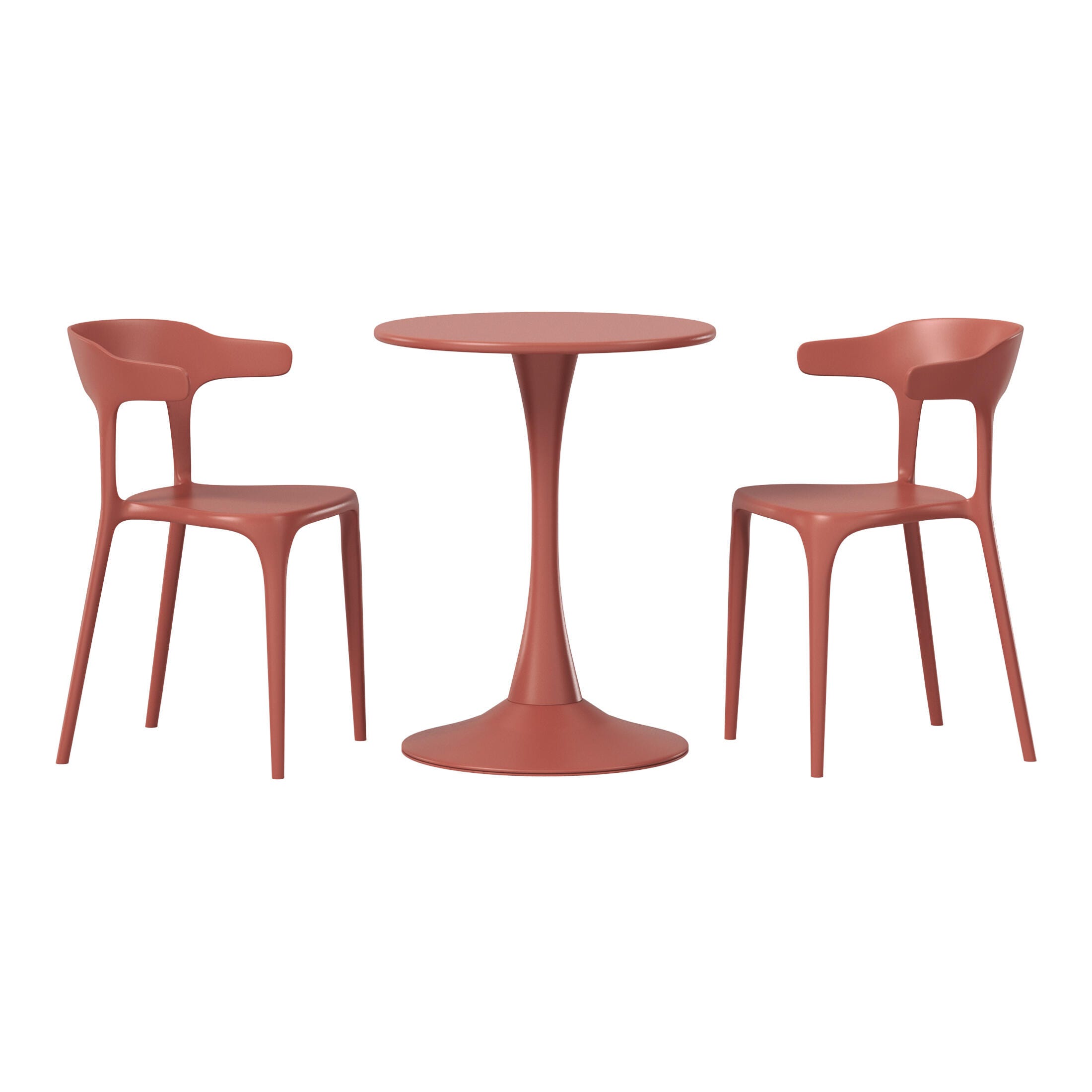 Westin Furniture Marina Outdoor Dining Table and 2 Chairs, Red, large