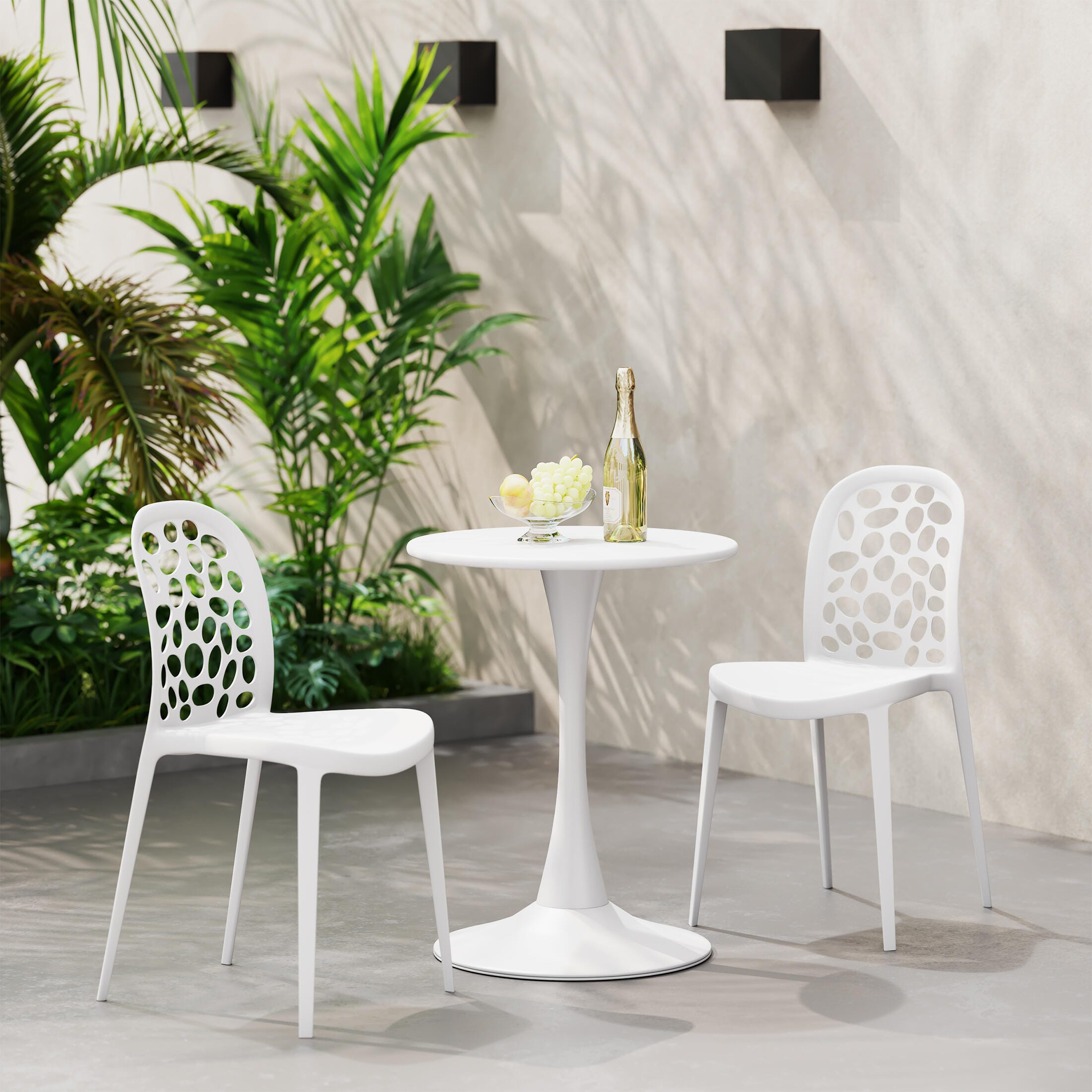 Westin Furniture Vivienne Outdoor Dining Table and 2 Chairs, White, rollover