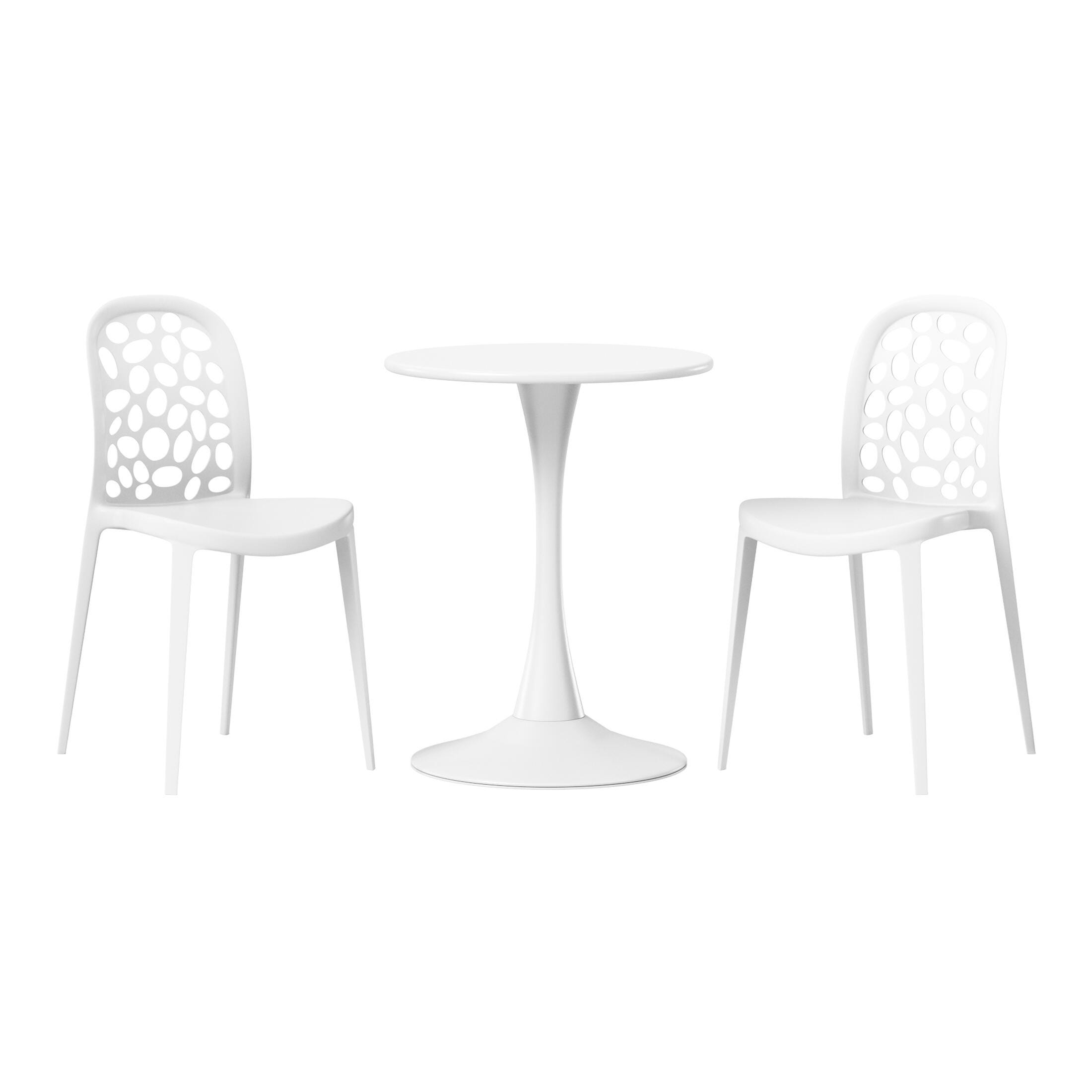Westin Furniture Vivienne Outdoor Dining Table and 2 Chairs, White, large