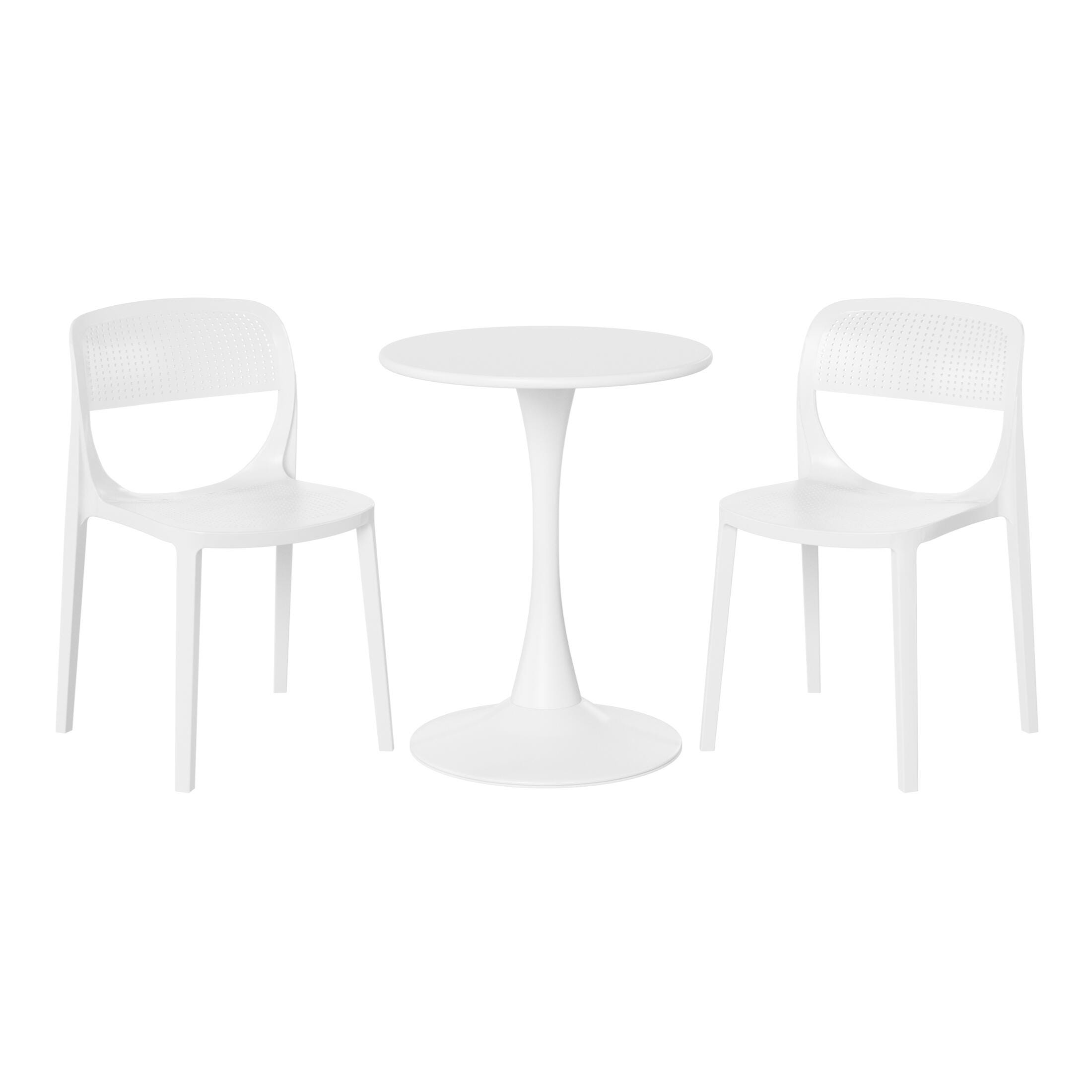 Westin Furniture Valencia Outdoor Dining Table and 2 Chairs, White, large