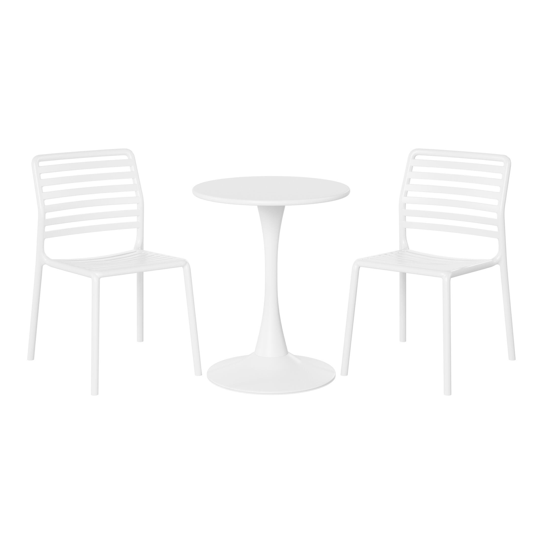 Westin Furniture Juniper Outdoor Dining Table and 2 Chairs, White, large