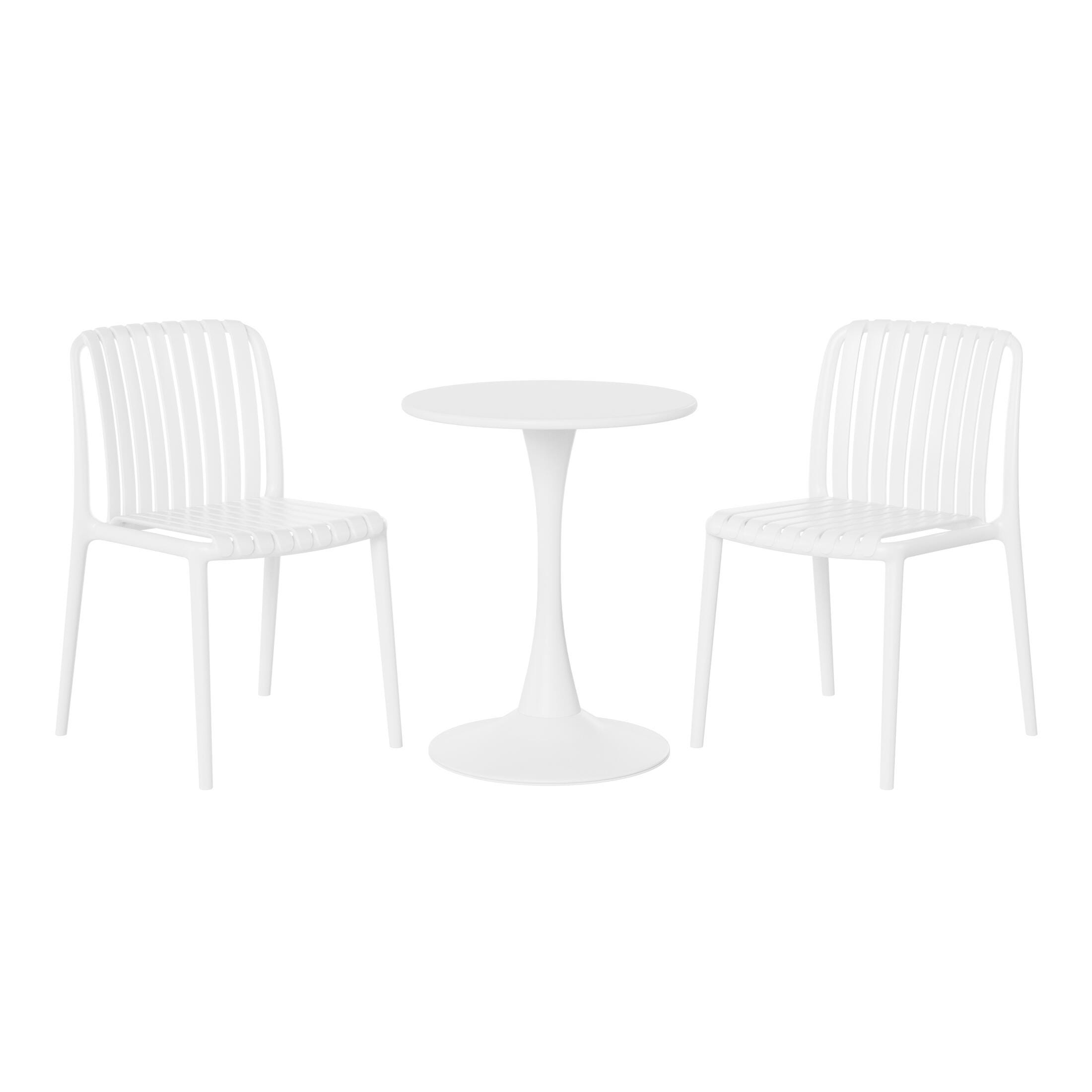 Westin Furniture Harlow Outdoor Dining Table and 2 Chairs, White, large