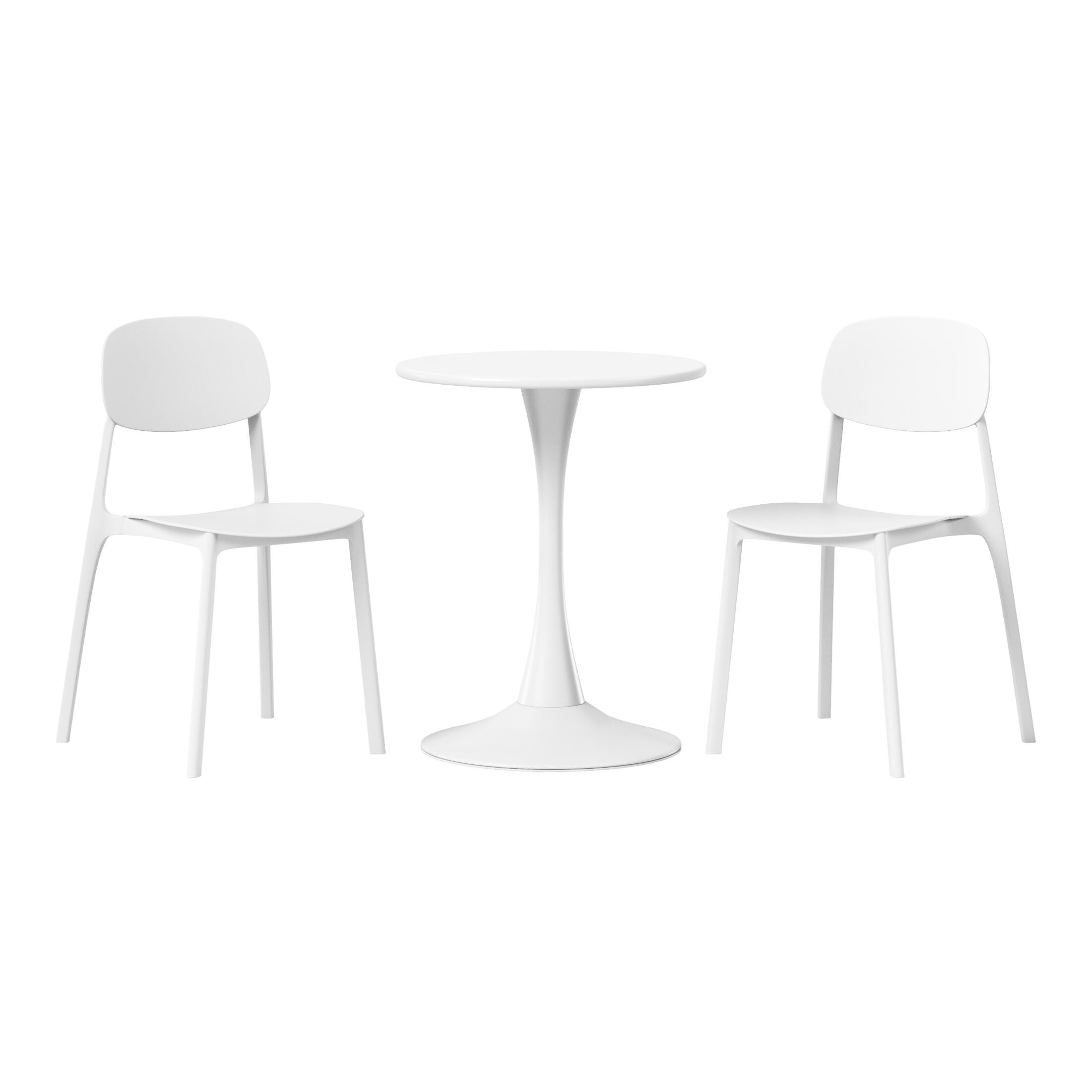 Westin Furniture Sterling Outdoor Dining Table and 2 Chairs, White, large
