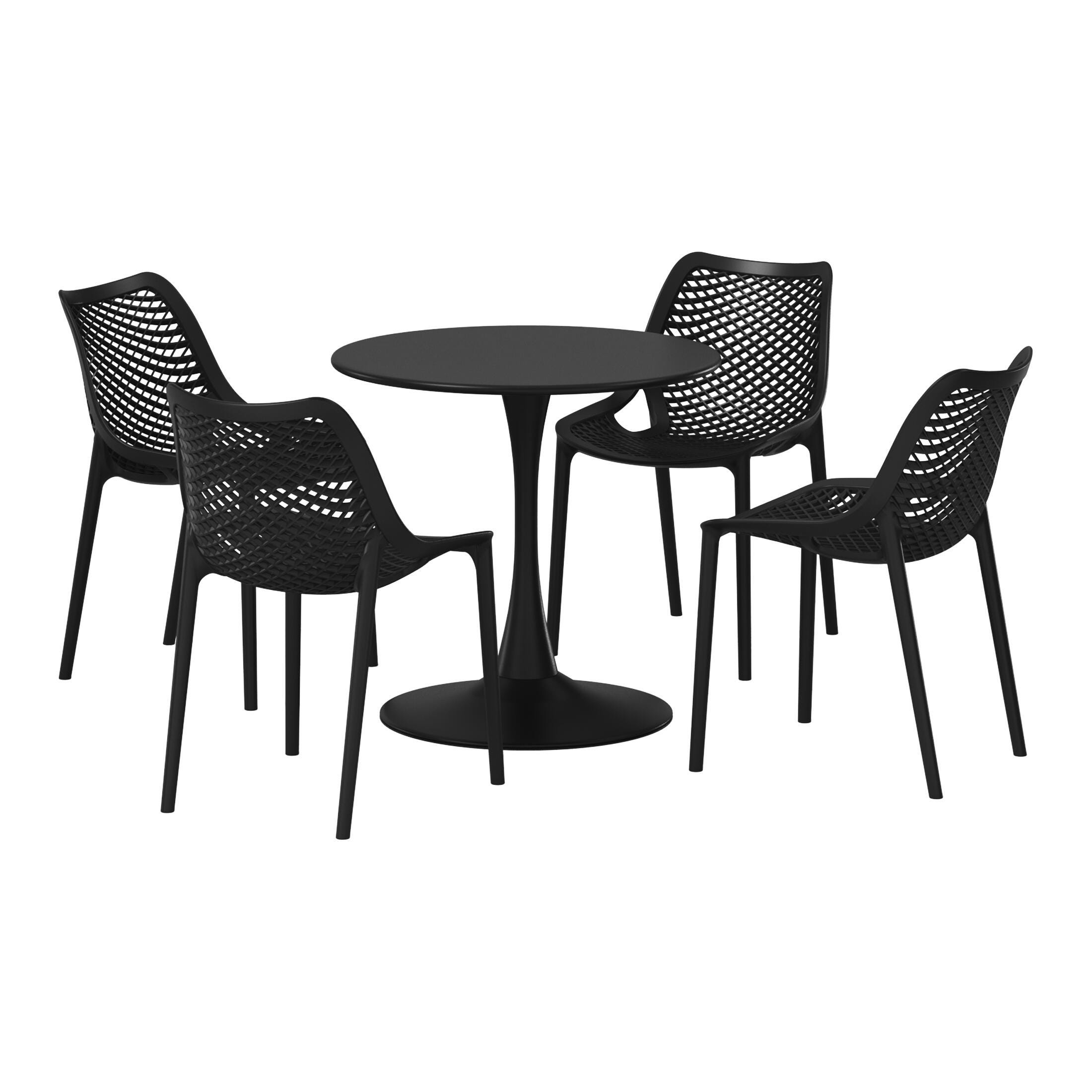 Westin Furniture Rhode Outdoor Dining Table and 4 Chairs, Black, large