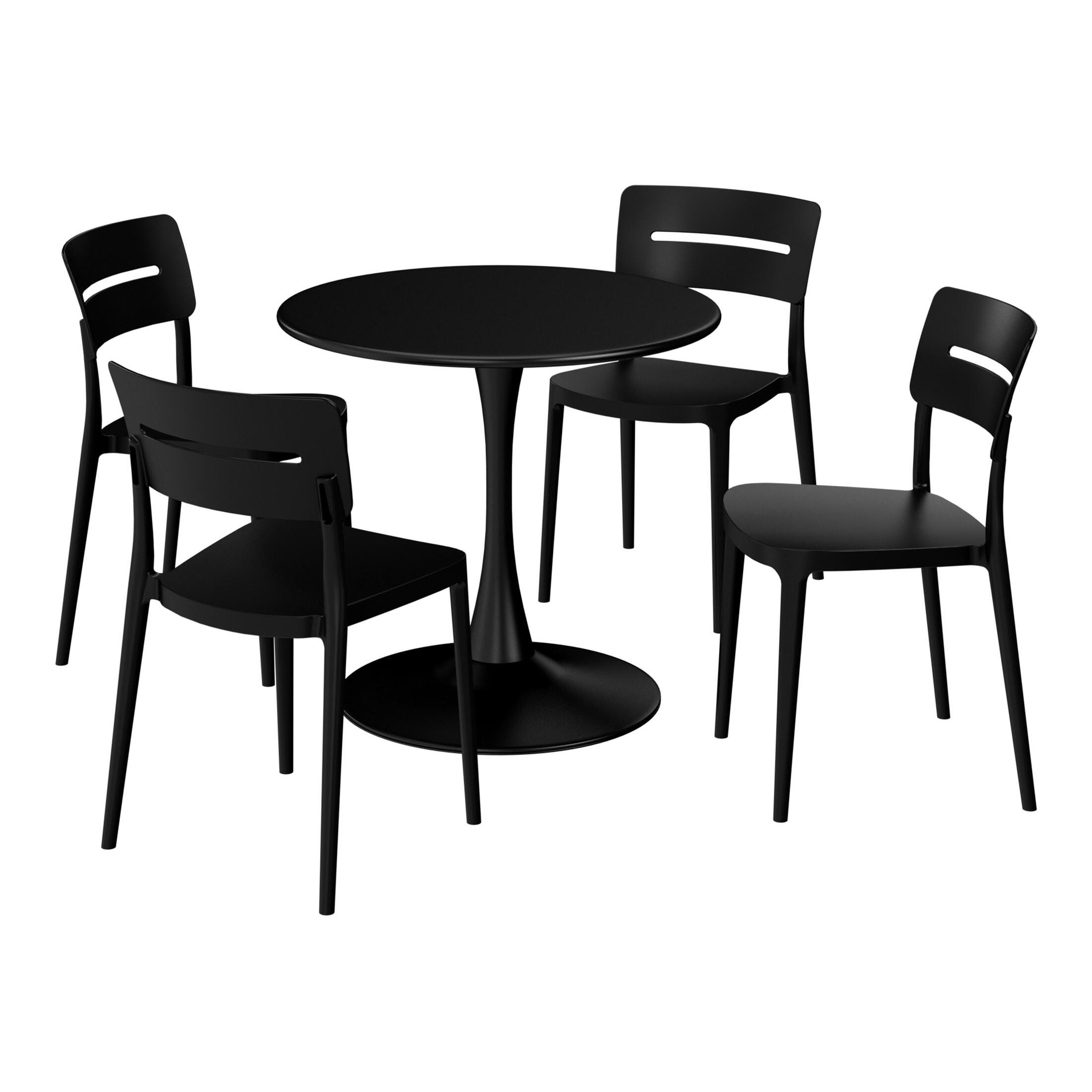 Westin Furniture Meadow Solid Outdoor Dining Table and 4 Chairs, Black, large