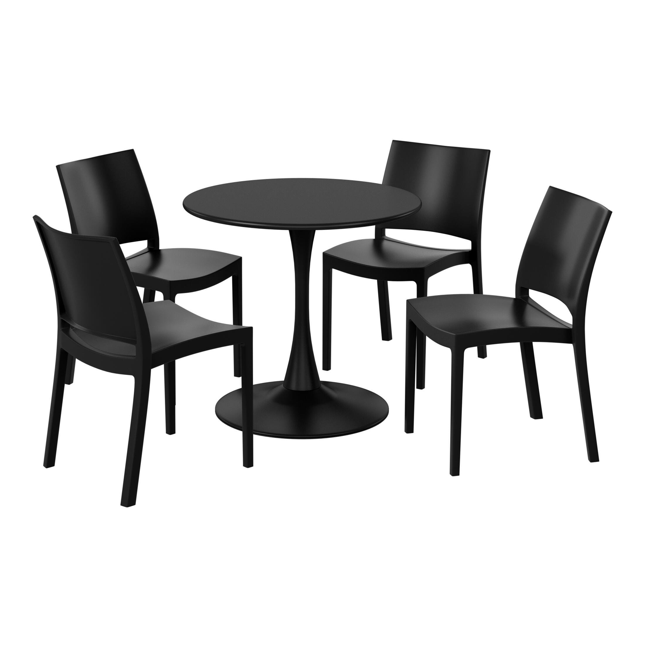 Westin Furniture Marbella Outdoor Dining Table and 4 Chairs, Black, large