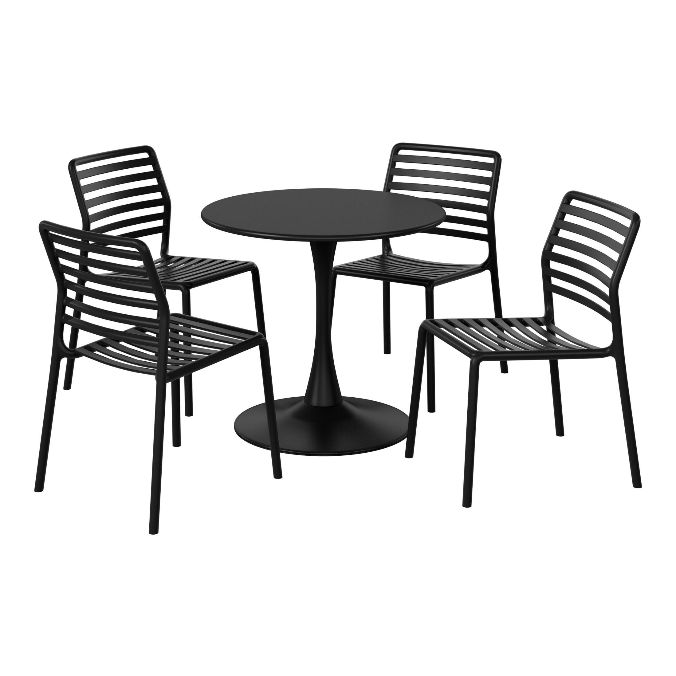 Westin Furniture Juniper Outdoor Dining Table and 4 Chairs, Black, large
