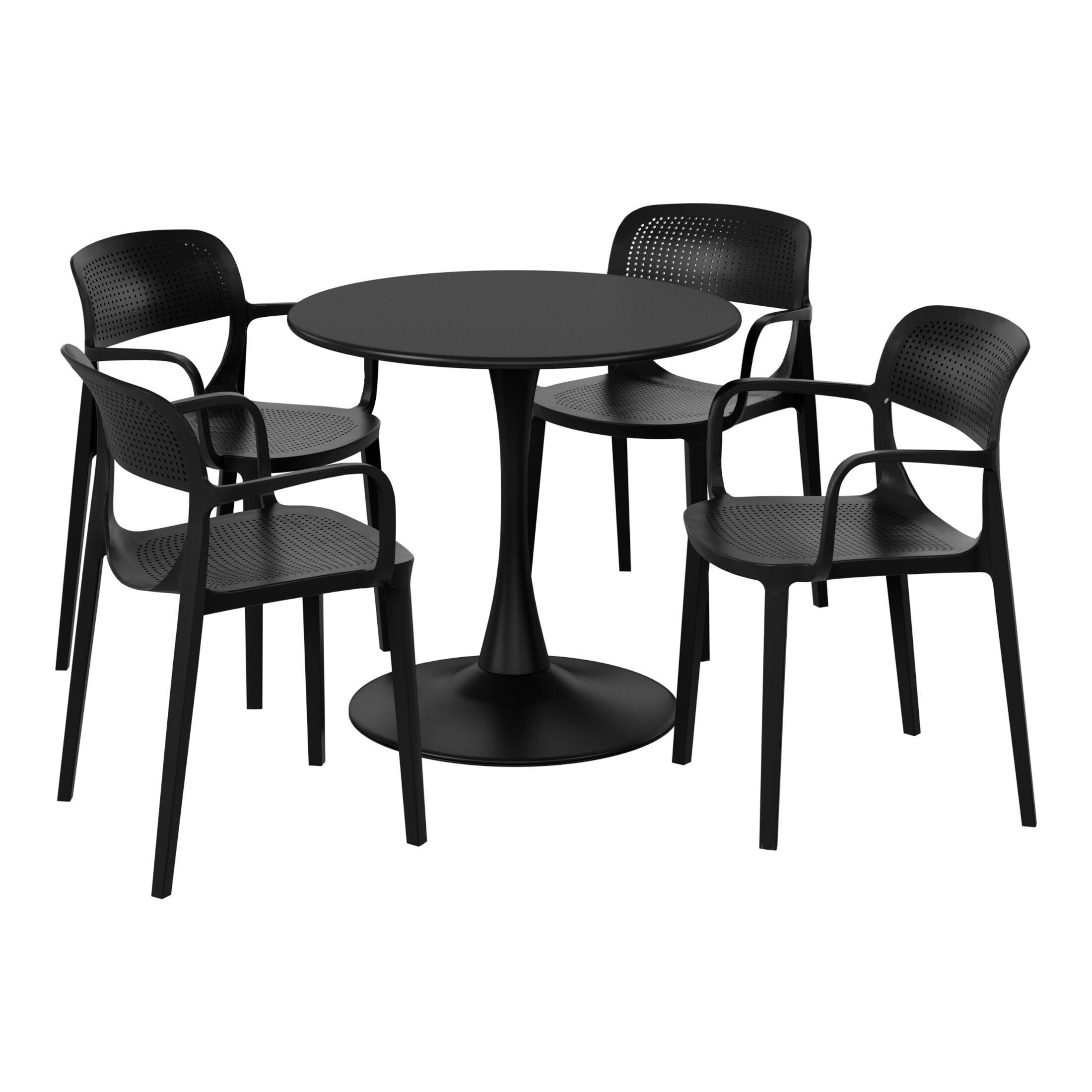 Westin Furniture Azure Outdoor Dining Table and 4 Chairs, Black, large