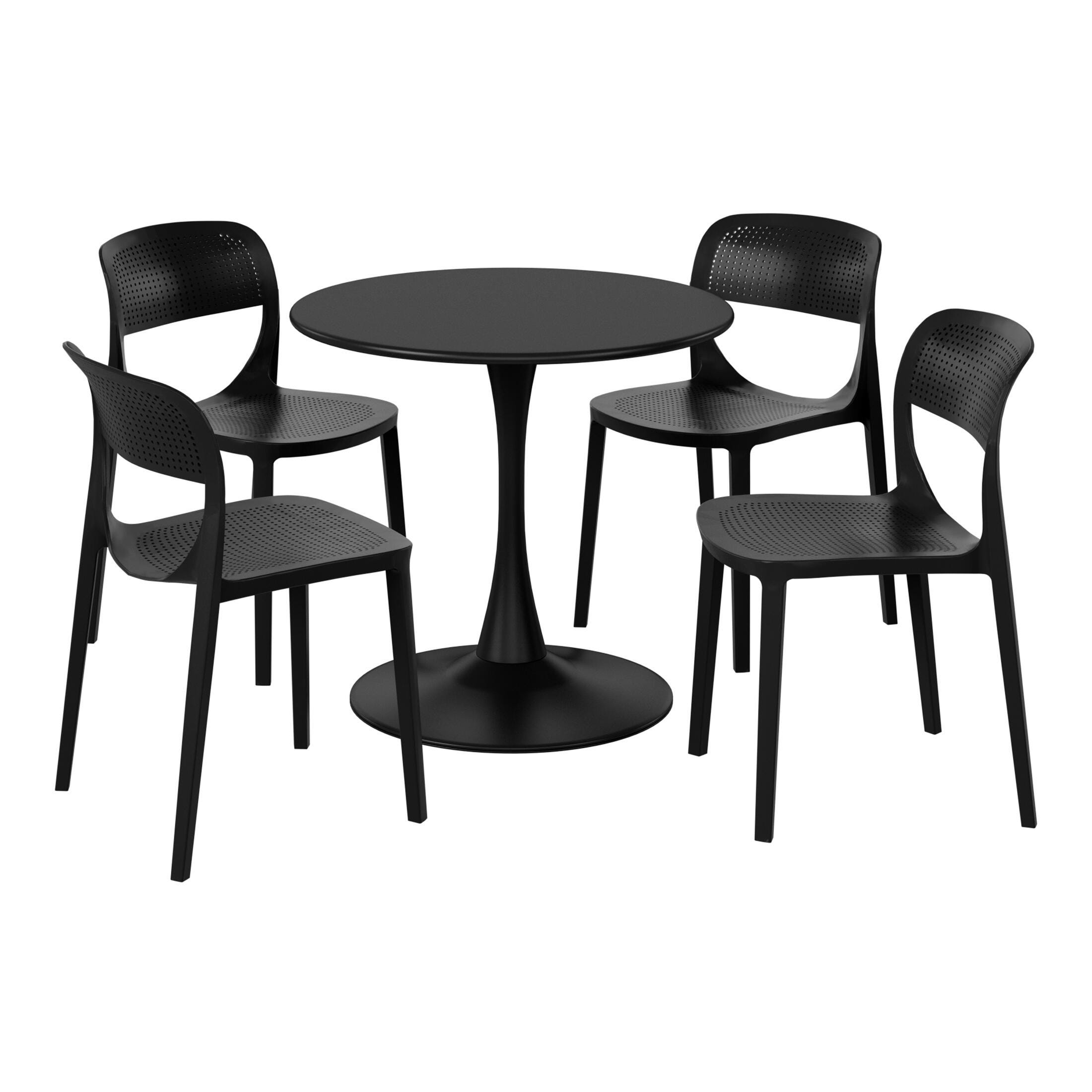 Westin Furniture Valencia Outdoor Dining Table and 4 Chairs, Black, large