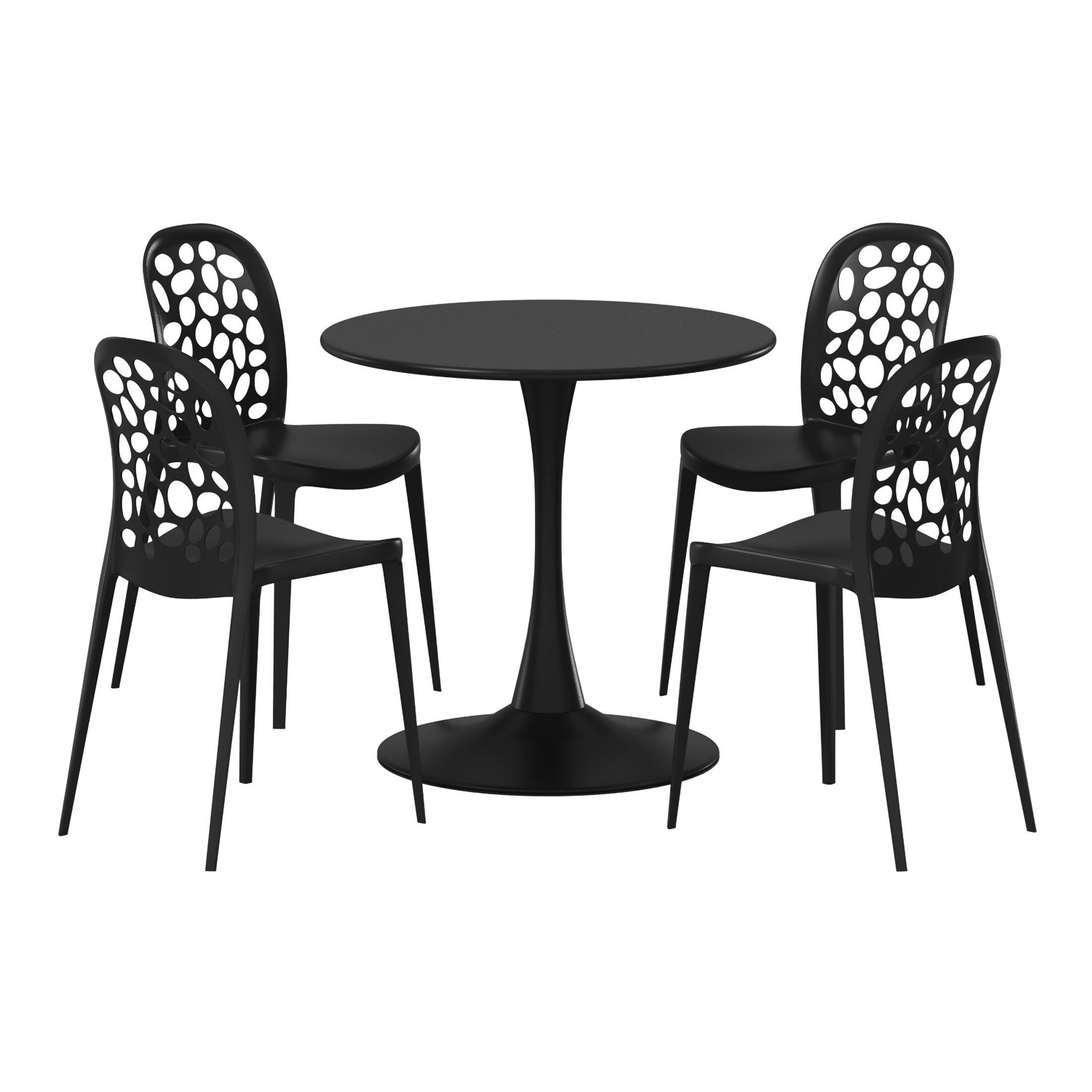 Westin Furniture Vivienne Outdoor Dining Table and 4 Chairs, Black, large