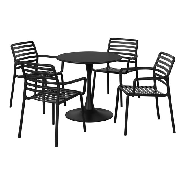 Westin Furniture Sol Outdoor Dining Table and 4 Chairs, Black